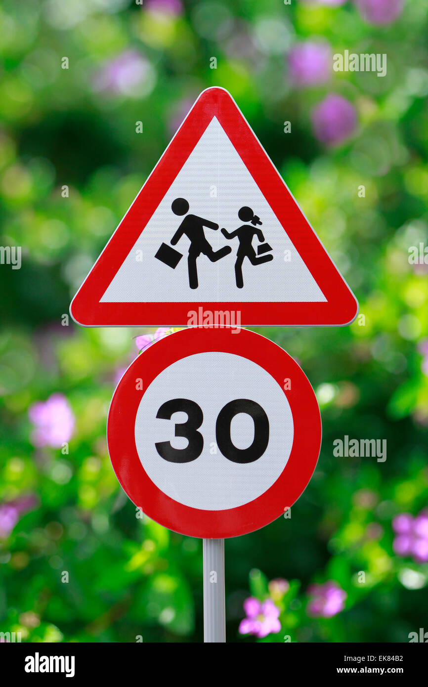 School Children Crossing Sign Stock Photo