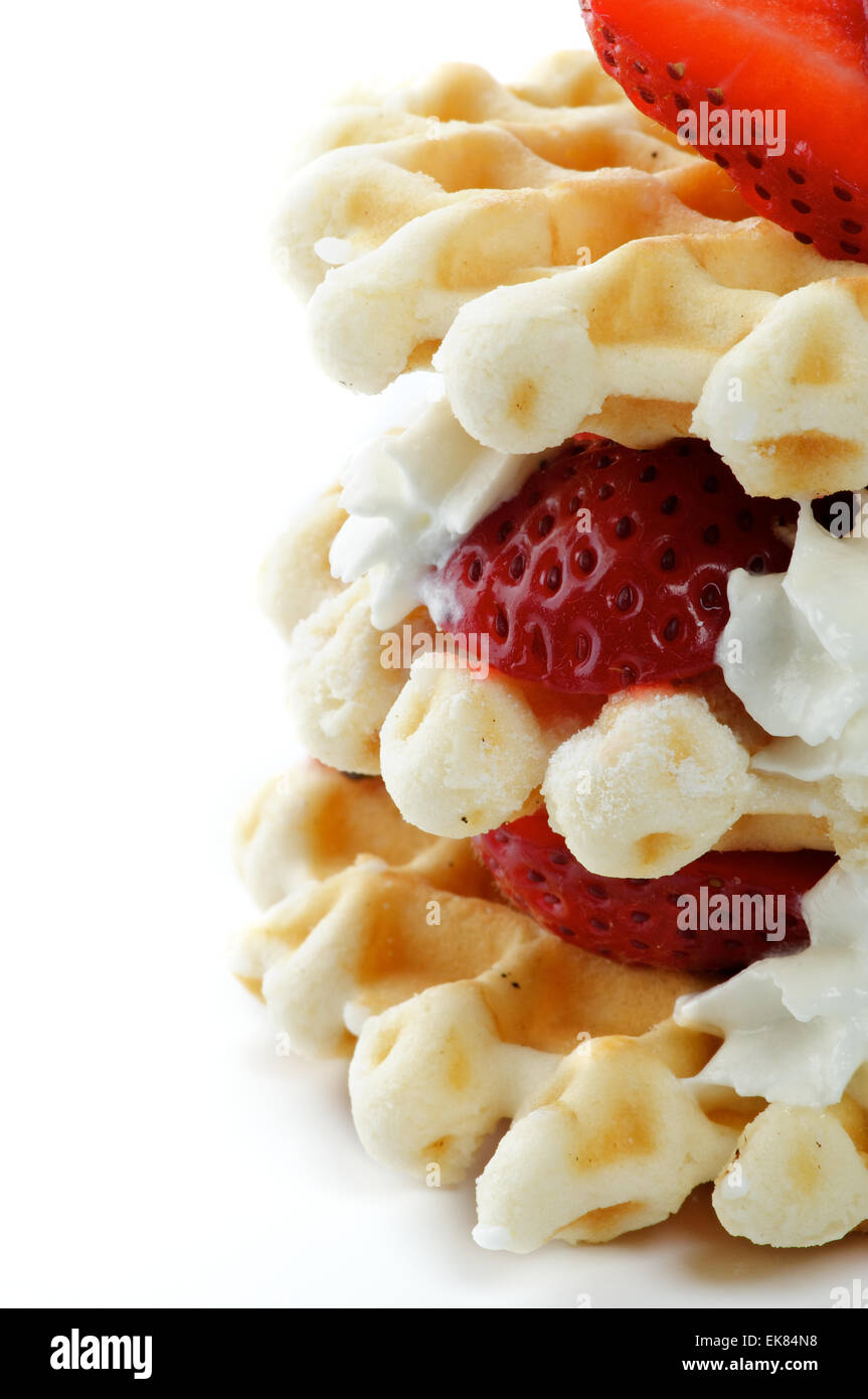 Waffles with Strawberries Stock Photo - Alamy