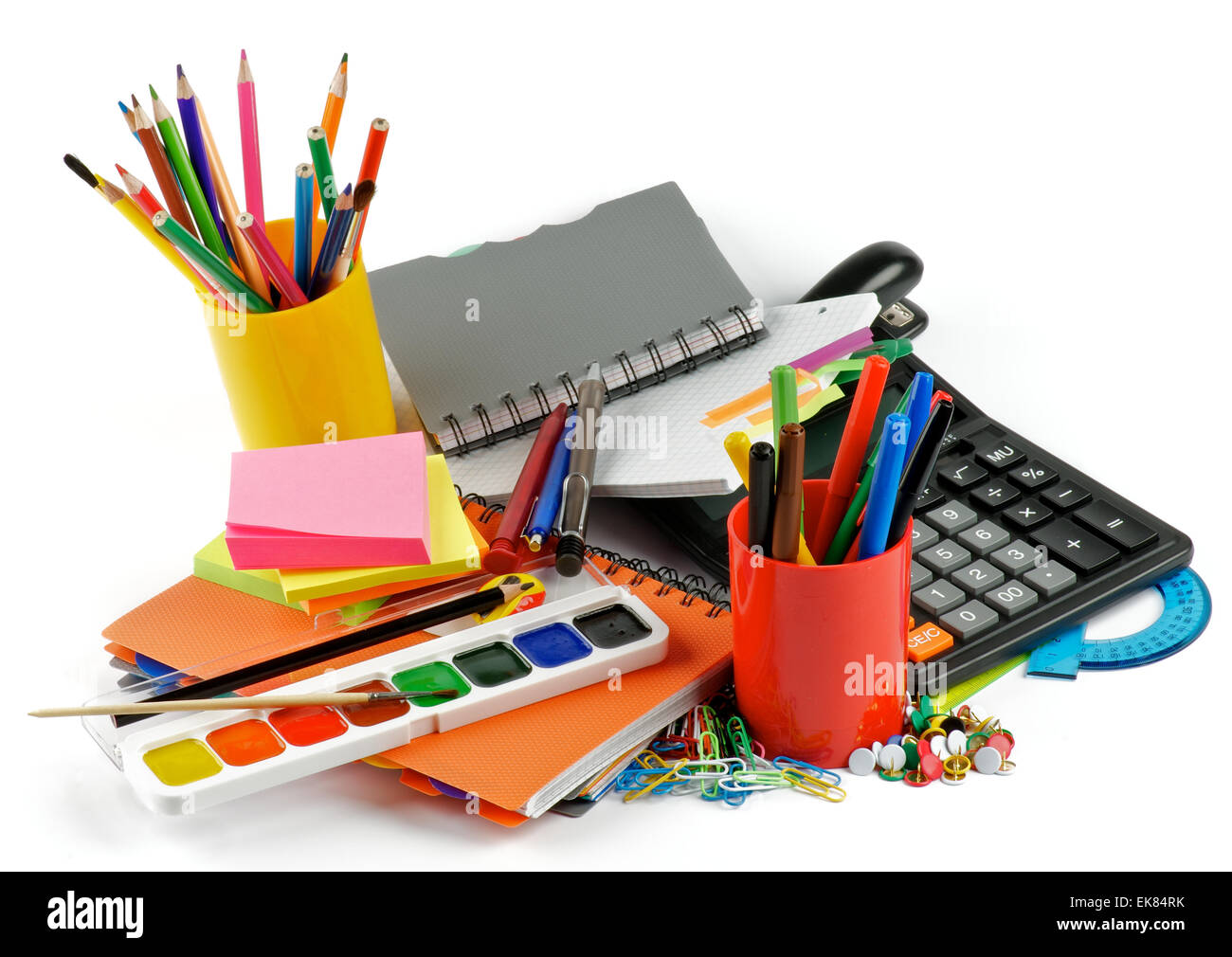 Color School Supplies Stock Photo