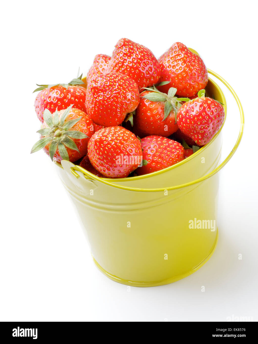 Strawberries inside Yellow Bucket Stock Photo - Alamy