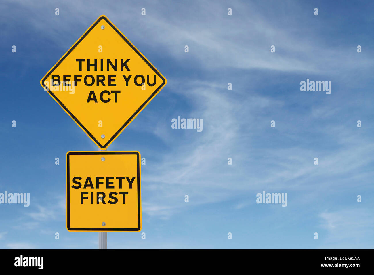 Safety first yellow sign hi-res stock photography and images - Alamy