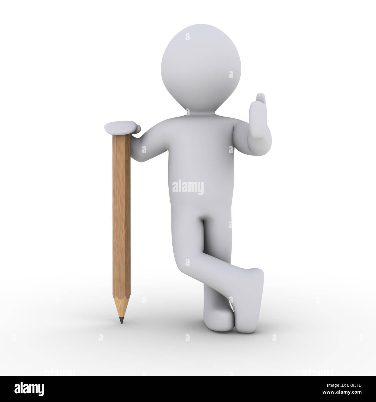 Person leaning on pencil Stock Photo