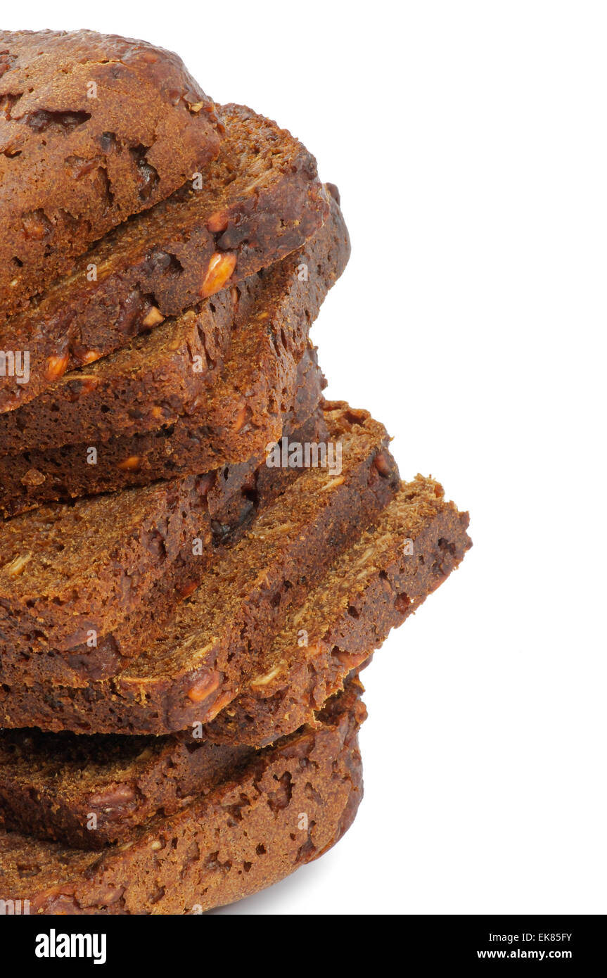 Stack of Brown bread Slices Clipping Path Stock Photo