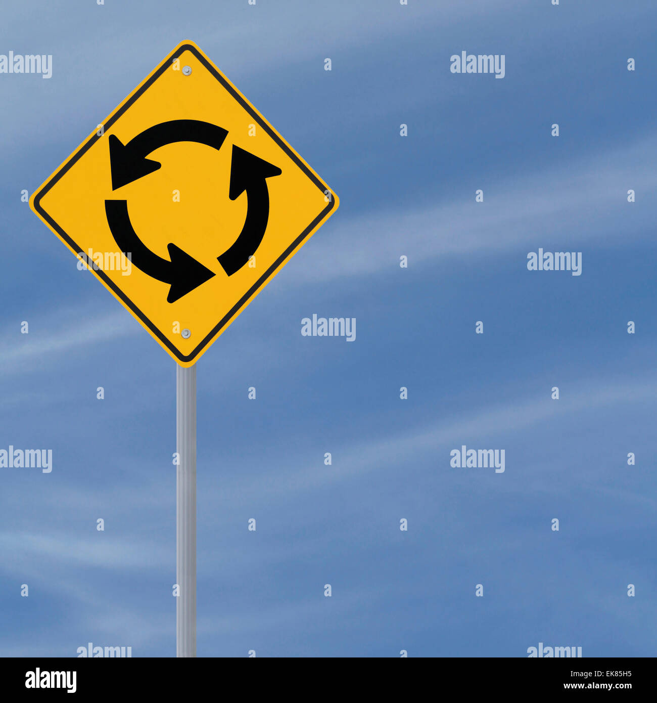 Roundabout ahead sign hi res stock photography and images Alamy