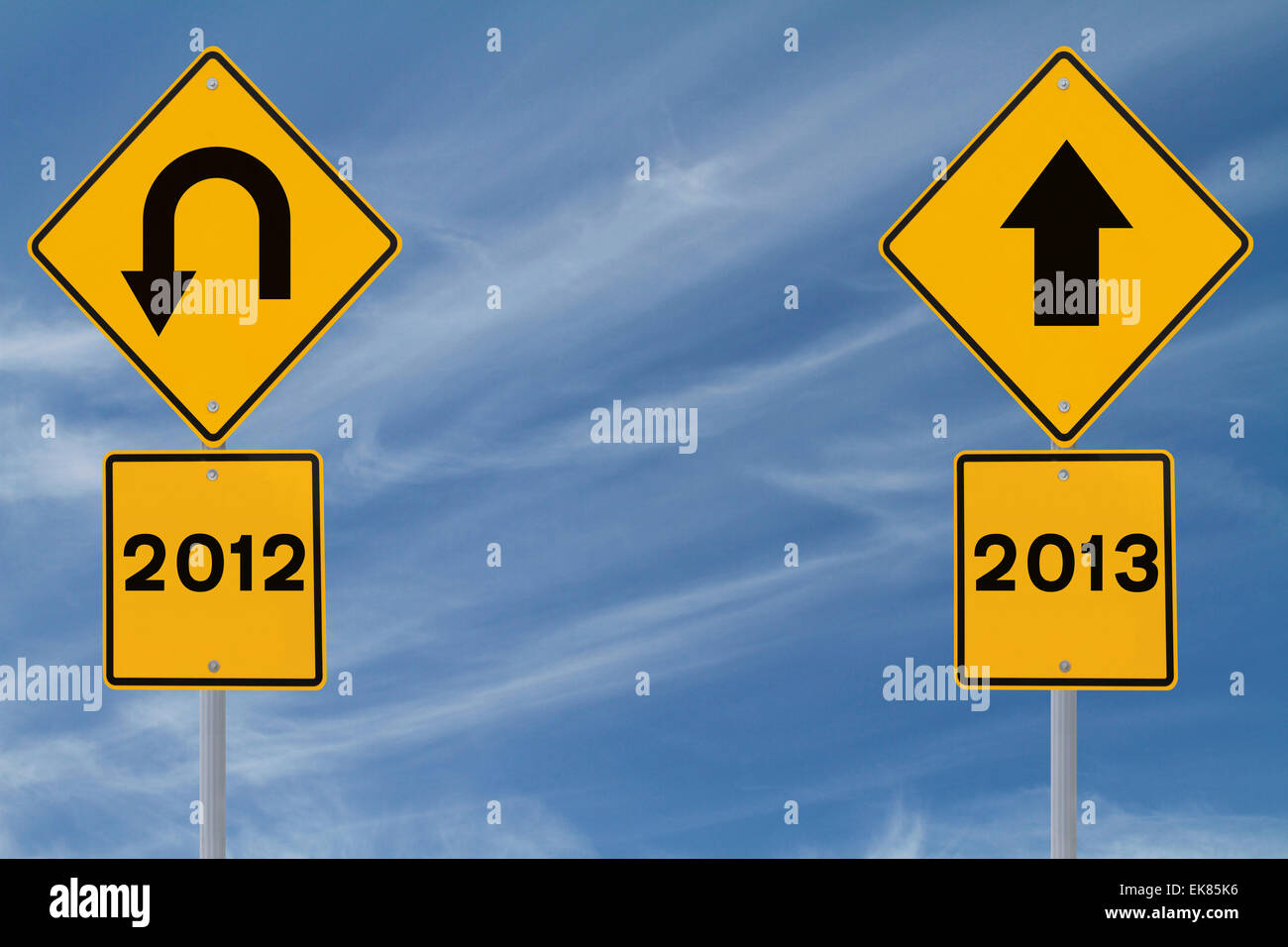 Old and New Year Signs Stock Photo