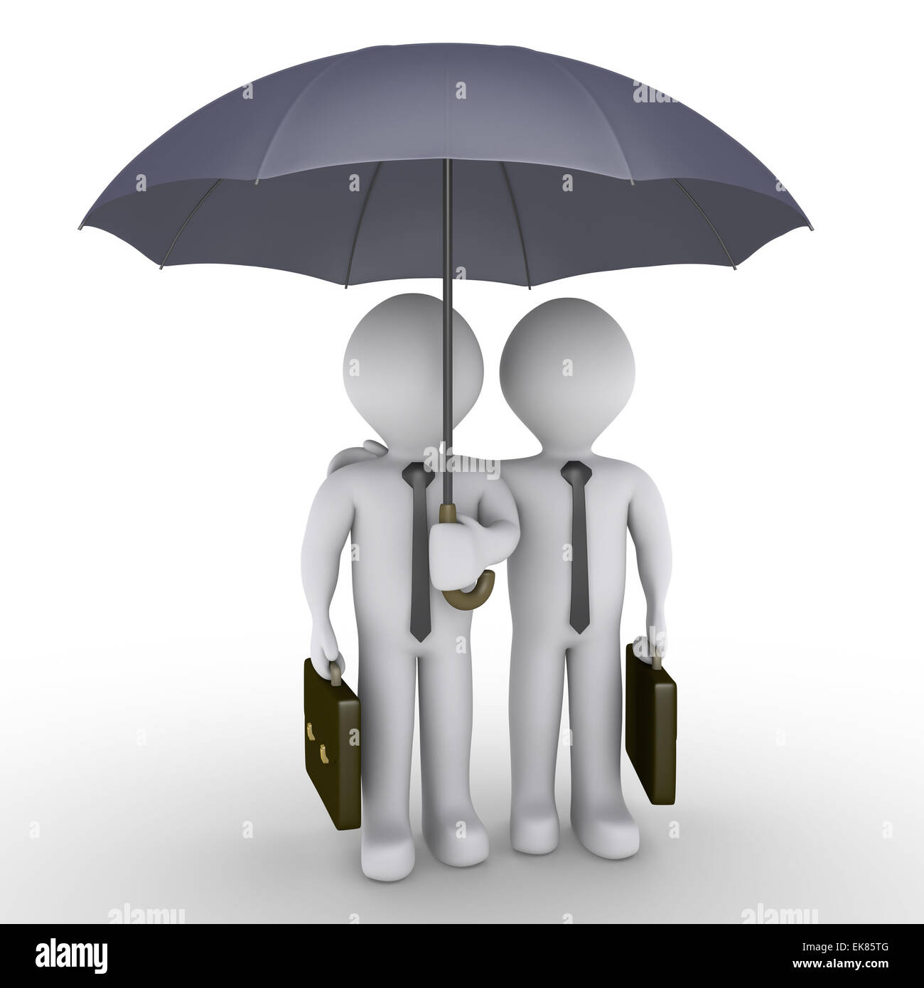Two businessmen under one umbrella Stock Photo Alamy