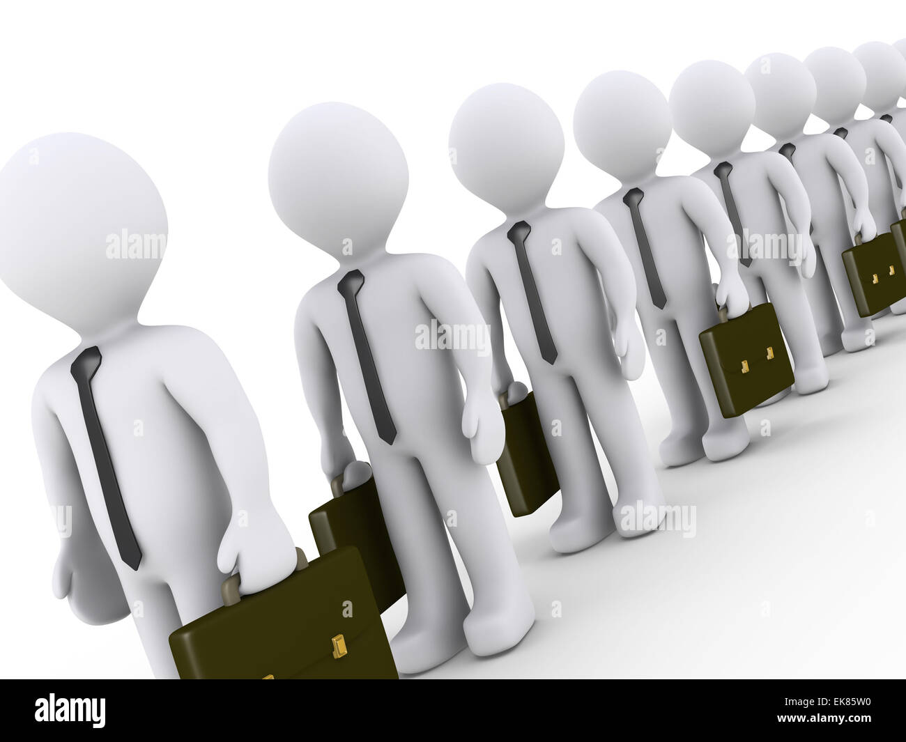 Businessmen are waiting in line (different angle camera) Stock Photo