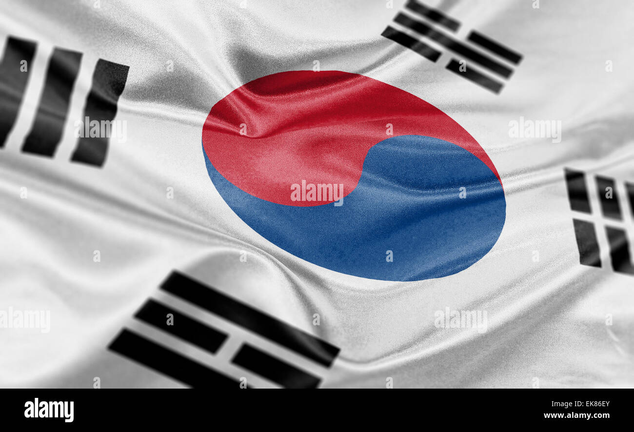 High resolution render of South Korean's national flag. Stock Photo