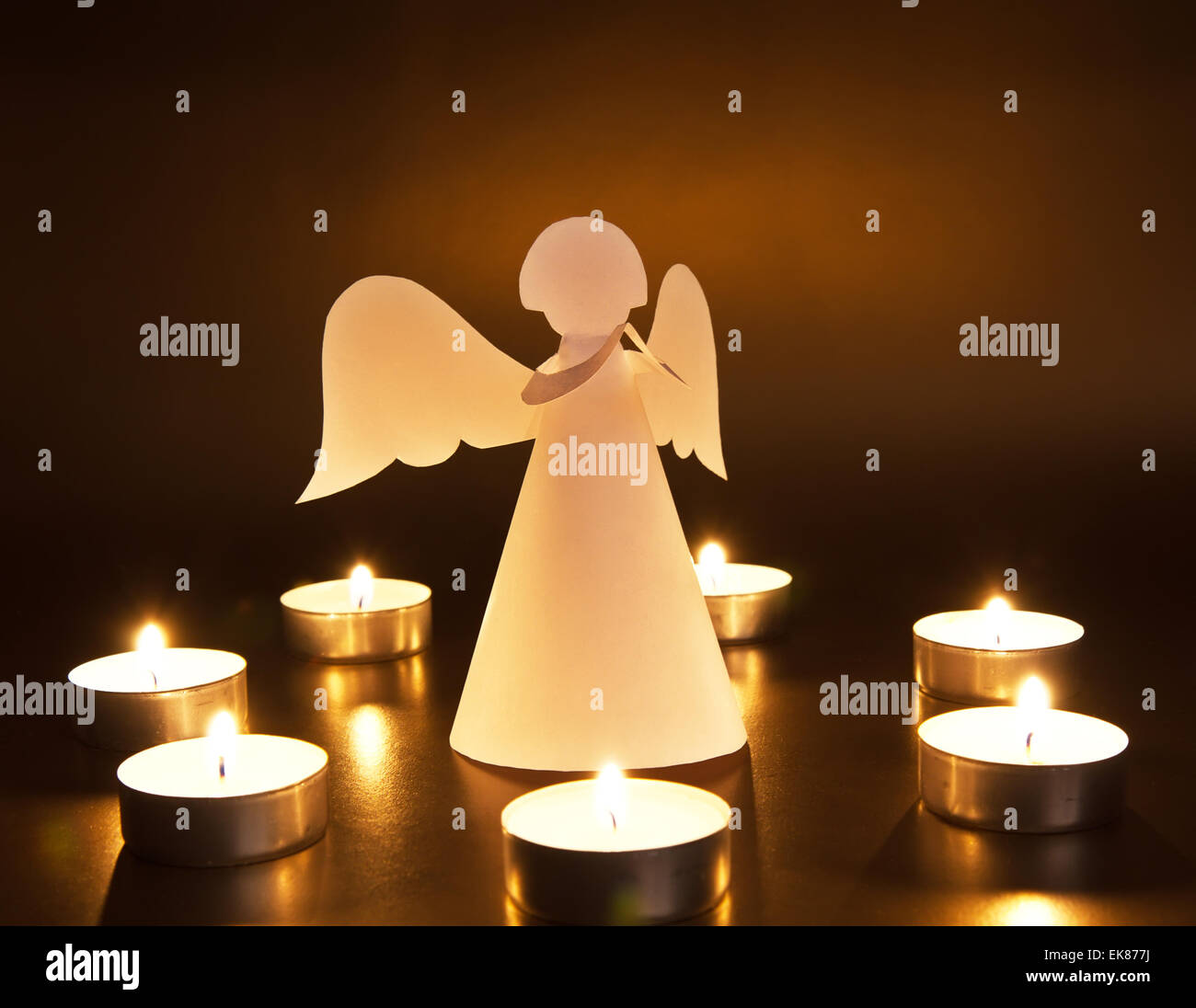 Christmas angel with candles Stock Photo Alamy