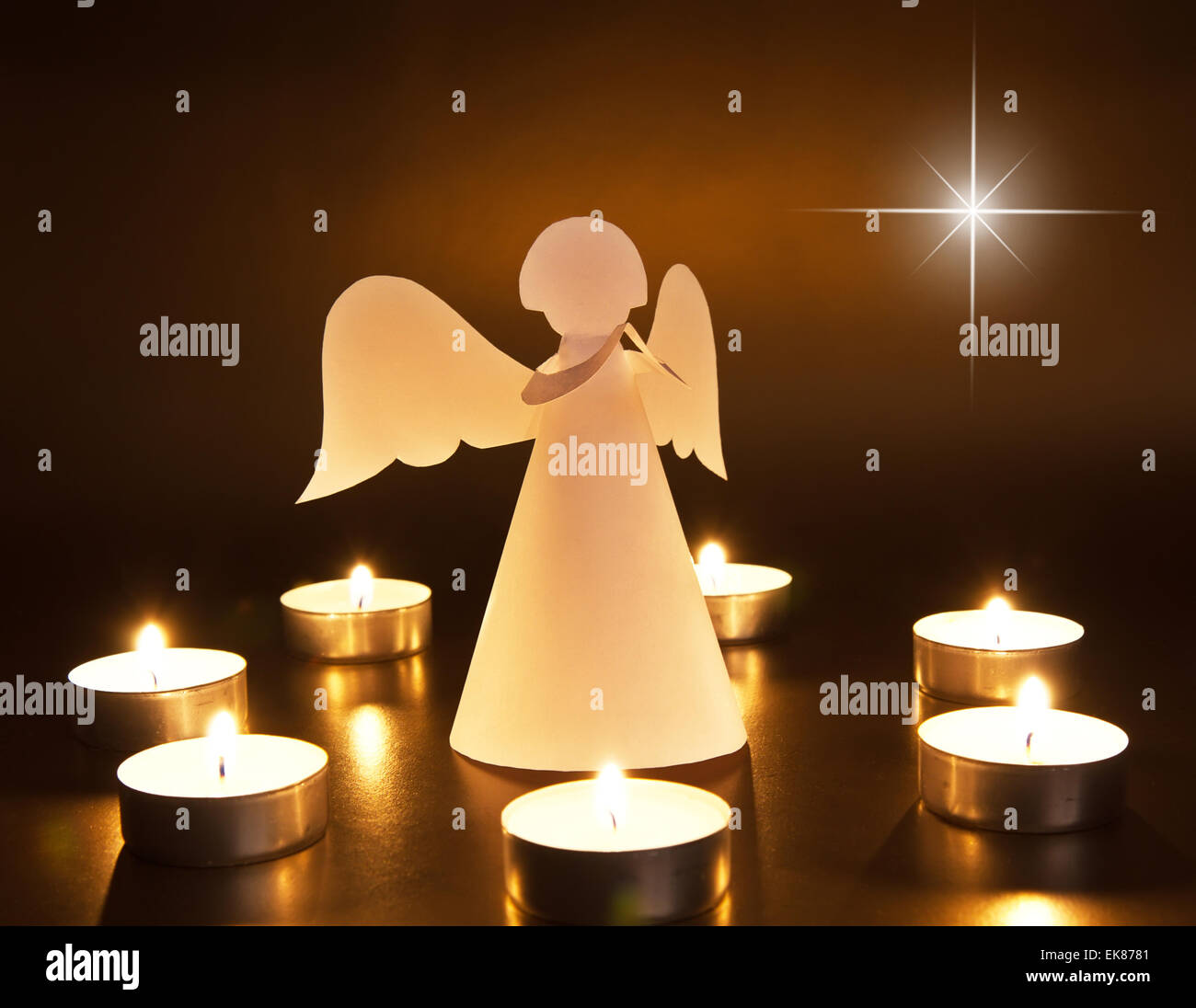 Christmas angel with candles Stock Photo Alamy
