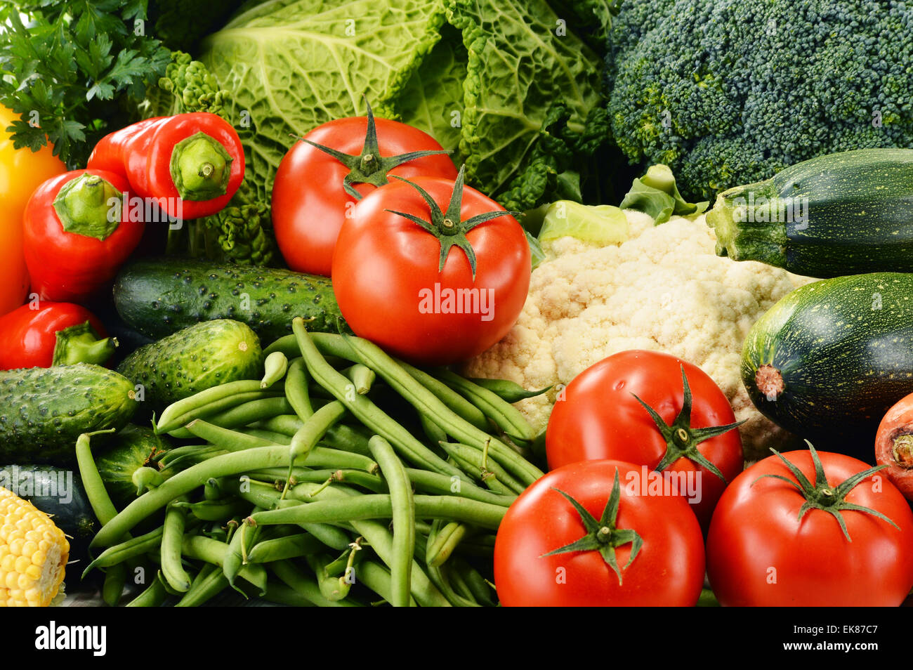 Variety of fresh organic vegetables. Detox diet Stock Photo - Alamy