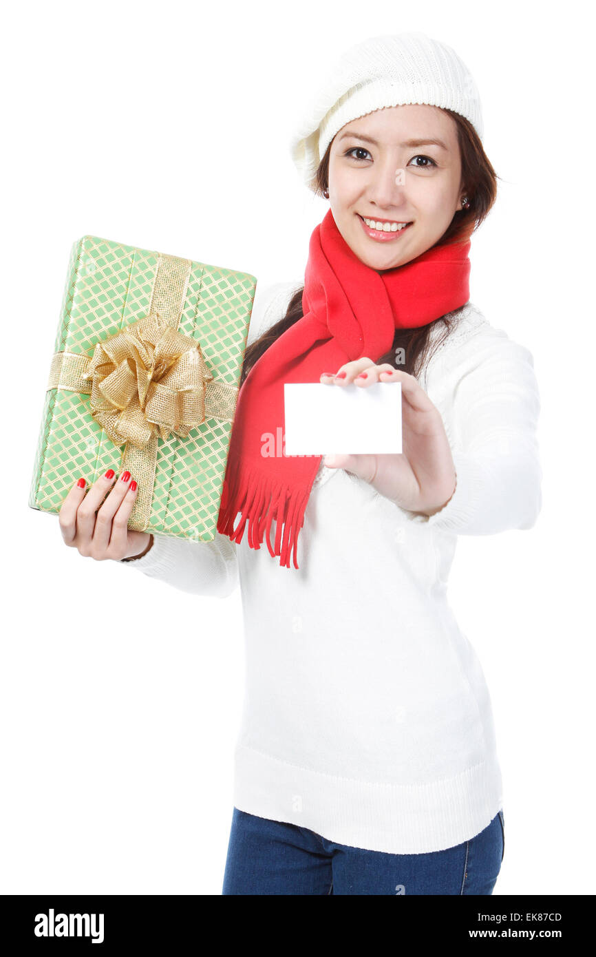 Young Lady With A Gift Stock Photo - Alamy