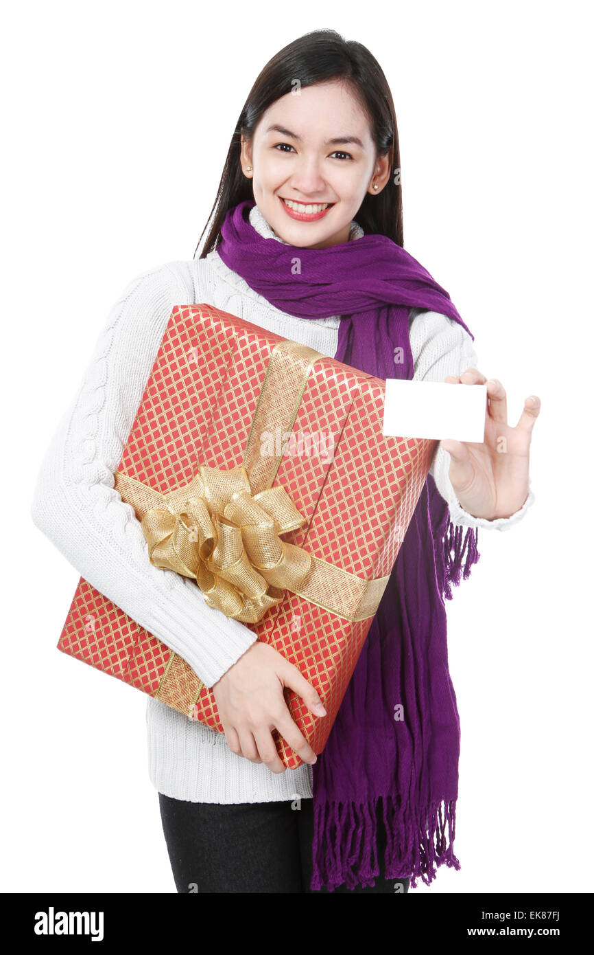 Young Lady With A Present Stock Photo - Alamy
