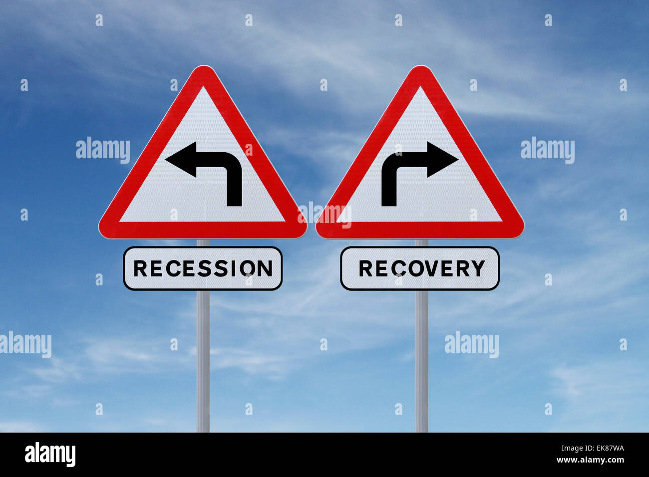 Recovery or Recession Stock Photo