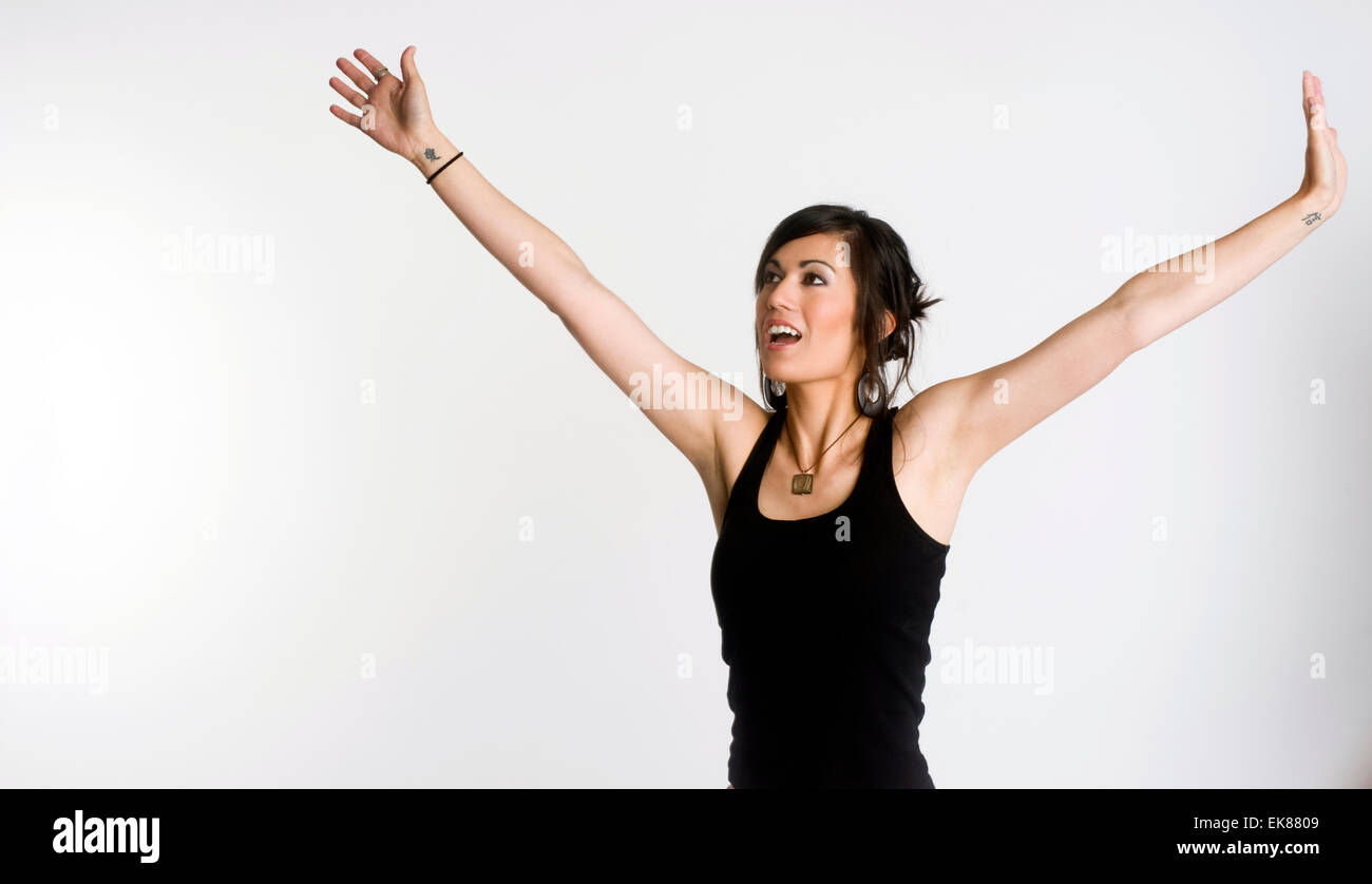 Woman Arms Outstretched Stock Photo Alamy