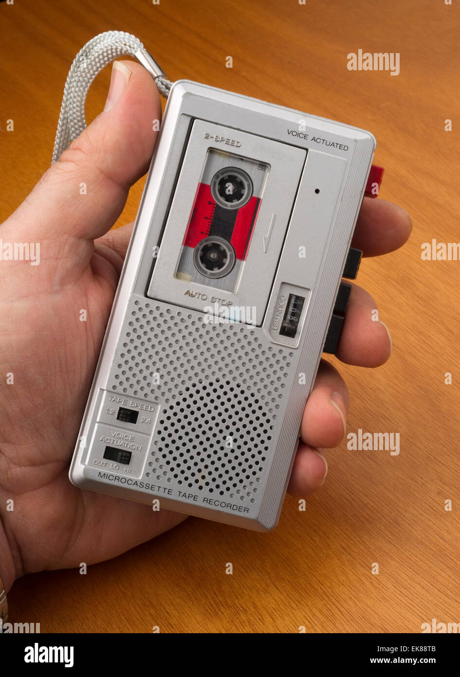 Audio Recorder using Tape the Old Fashioned Way Stock Photo