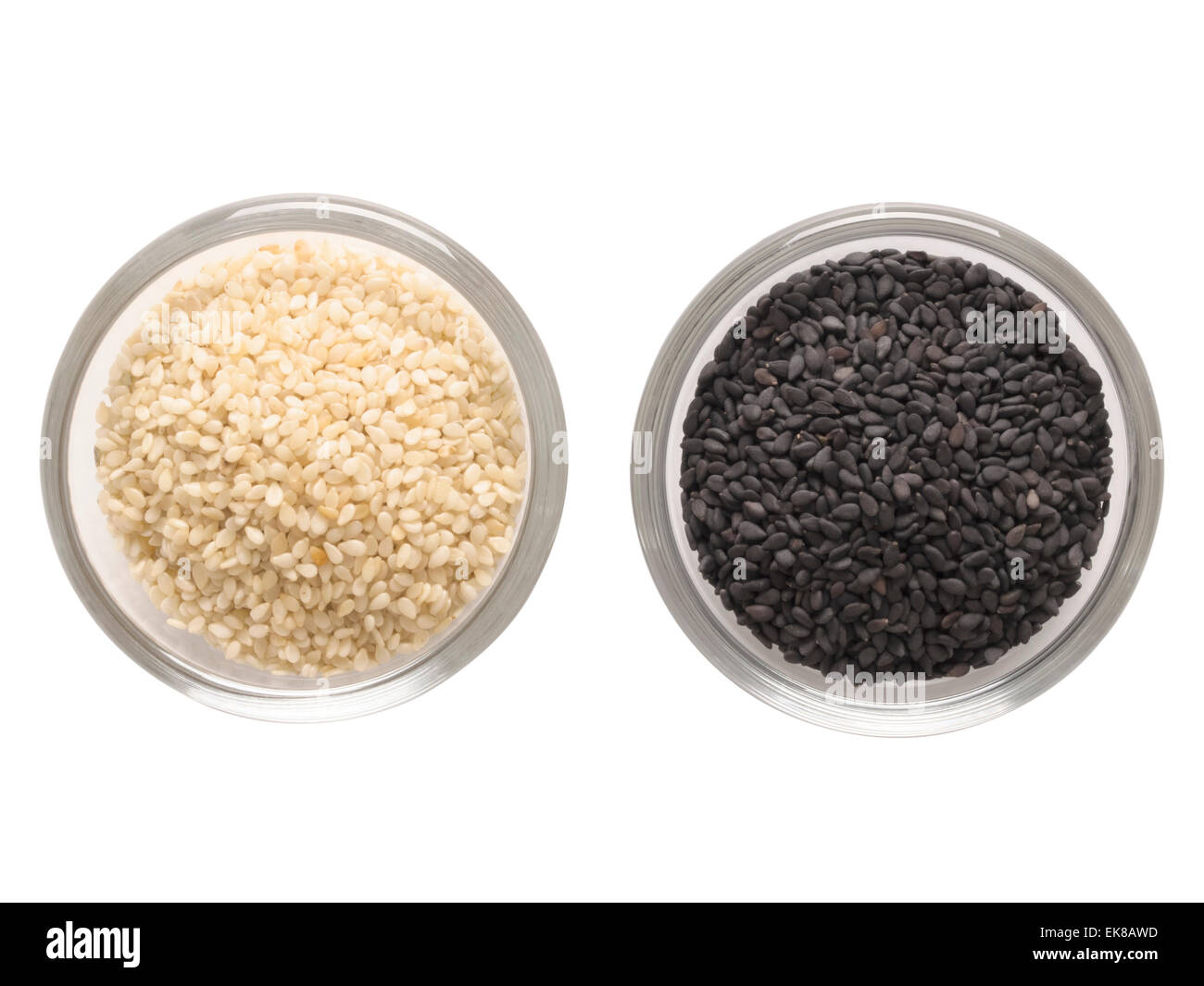 white and black sesame seeds Stock Photo
