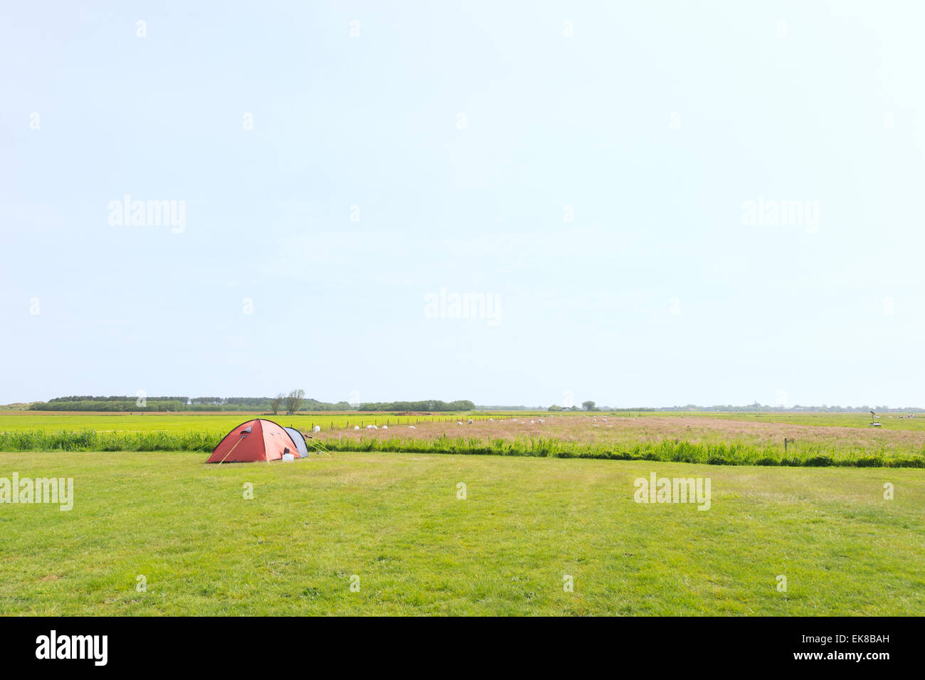 Single tent in the middle of the meadows Stock Photo - Alamy