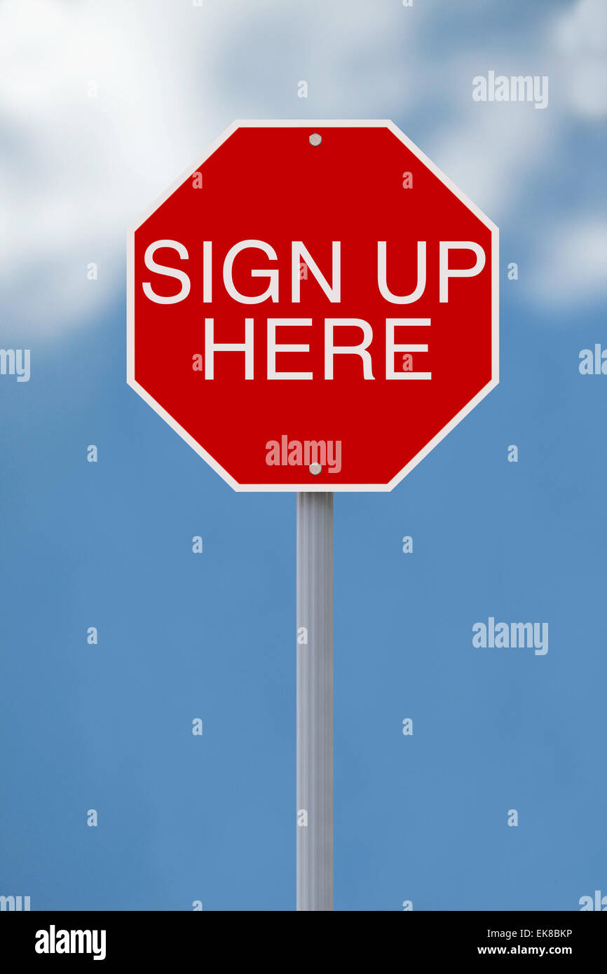Sign Up Here Stock Photo Alamy