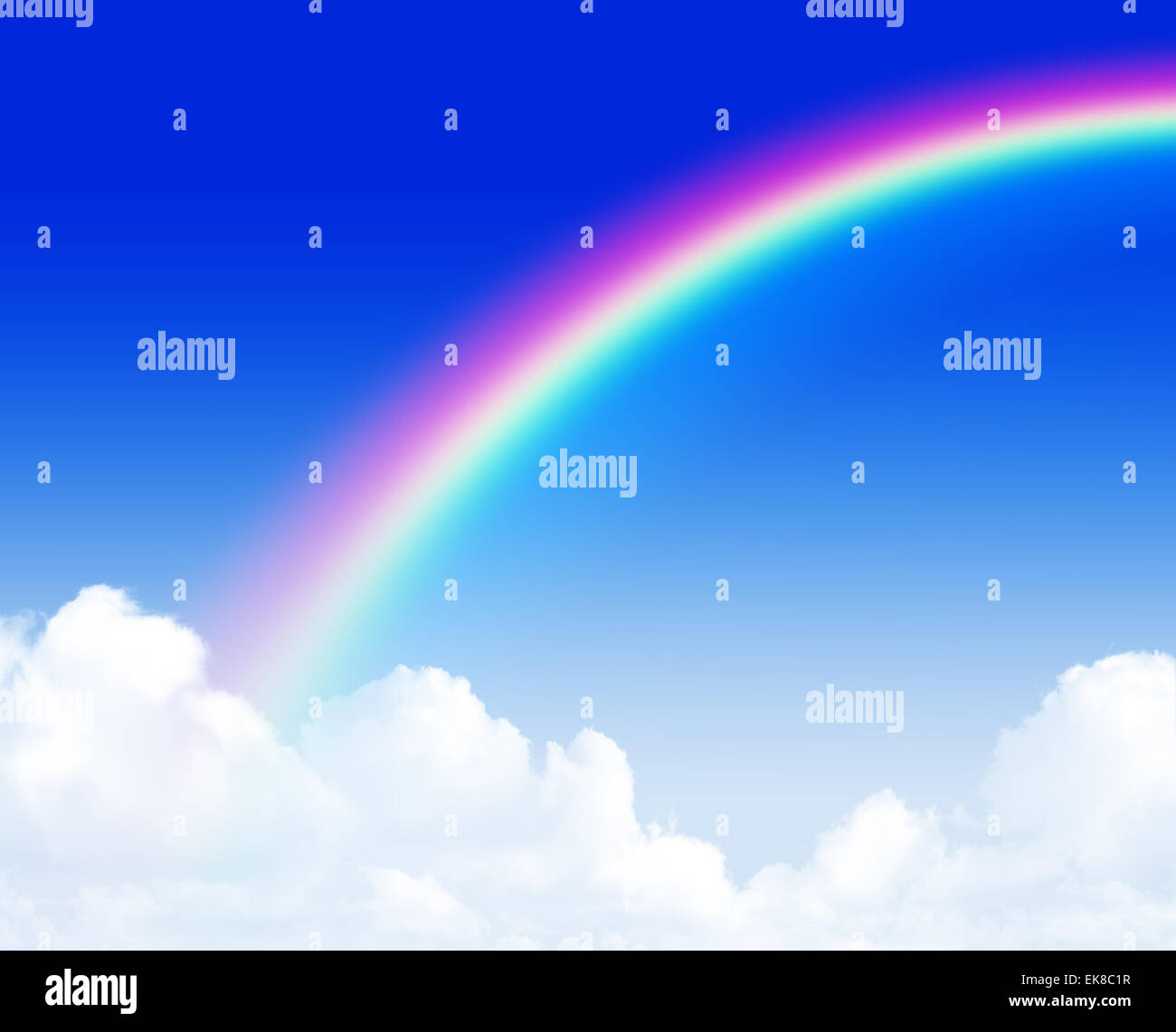 Beautiful rainbow over blue sky Stock Photo - Alamy