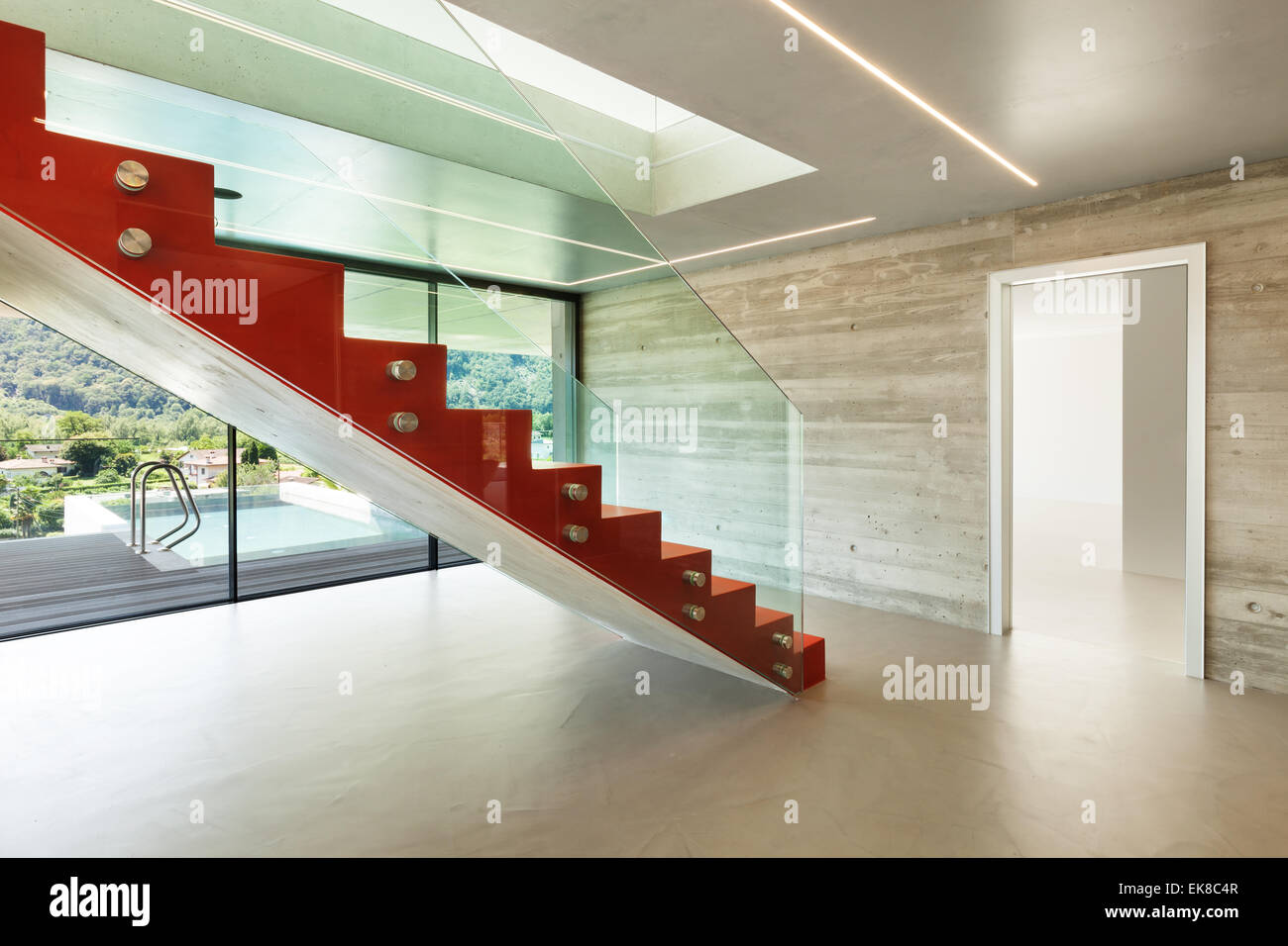Modern red stairs hi-res stock photography and images - Alamy