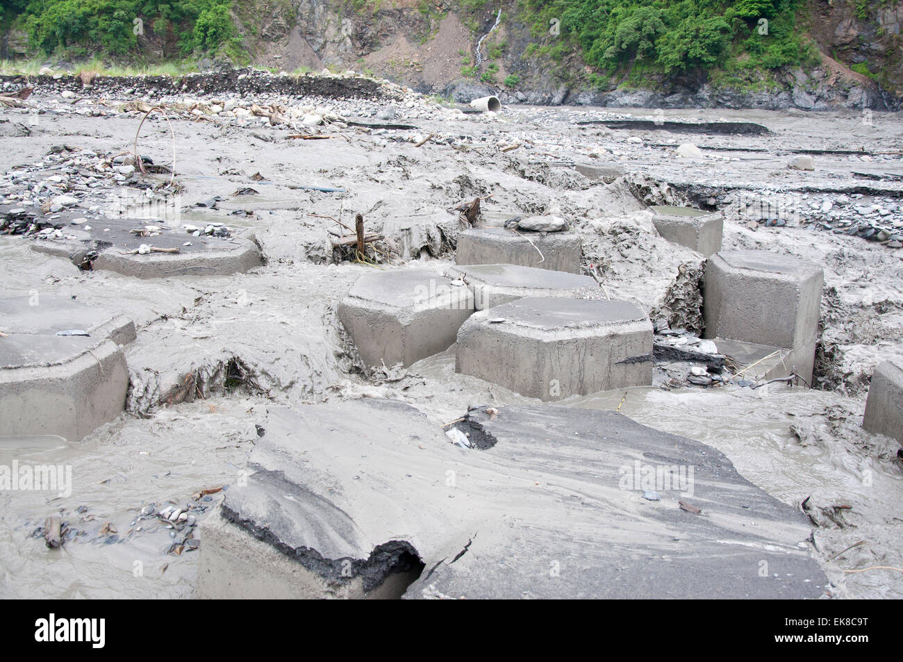 Flash floods in river Stock Photo