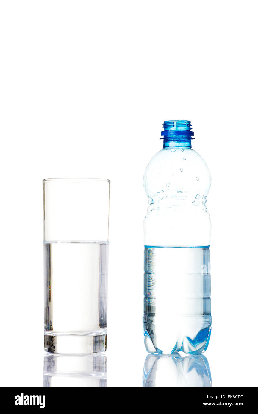 Bottle of water and glass. Stock Photo