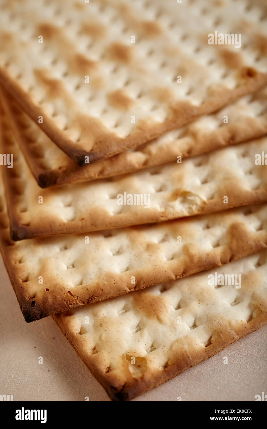 Matzo, the traditional cracker bread for the passover holidays Stock Photo