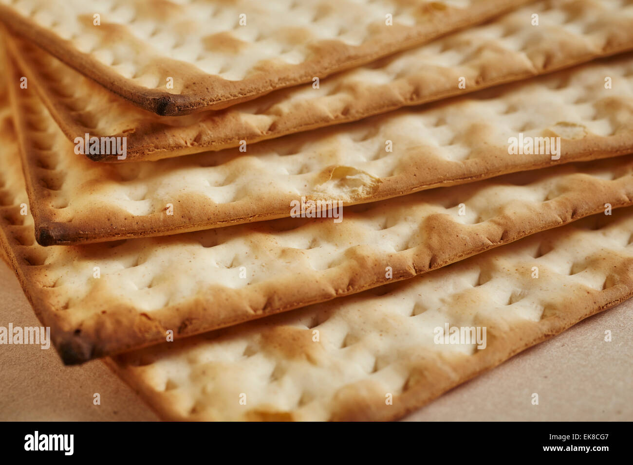 Matzo, the traditional cracker bread for the passover holidays Stock Photo