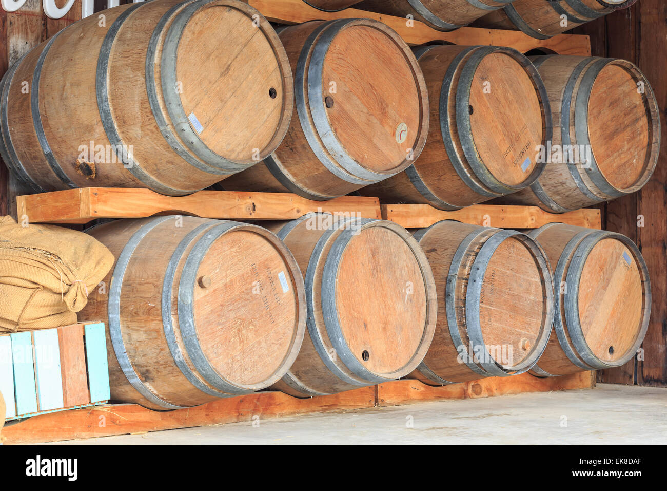 Stack of Old wine barrels Stock Photo Alamy