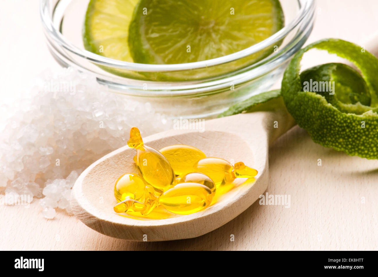 lemon bath - bath salt, capsule Stock Photo