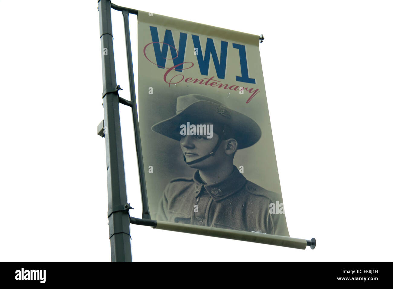 Adelaide Australia. 8th April 2015. Posters start to appear in  the centre of  Adelaide  as Australians prepare to mark the centenary of the Anzac landing at Gallipoli. Credit:  amer ghazzal/Alamy Live News Stock Photo