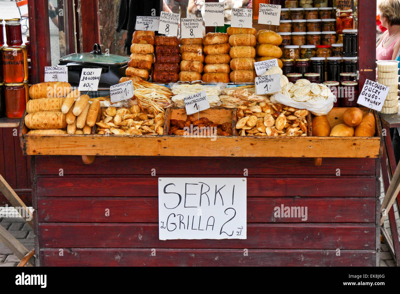 Traditional polish cheese oscypek on a market in Zakopane Stock Photo