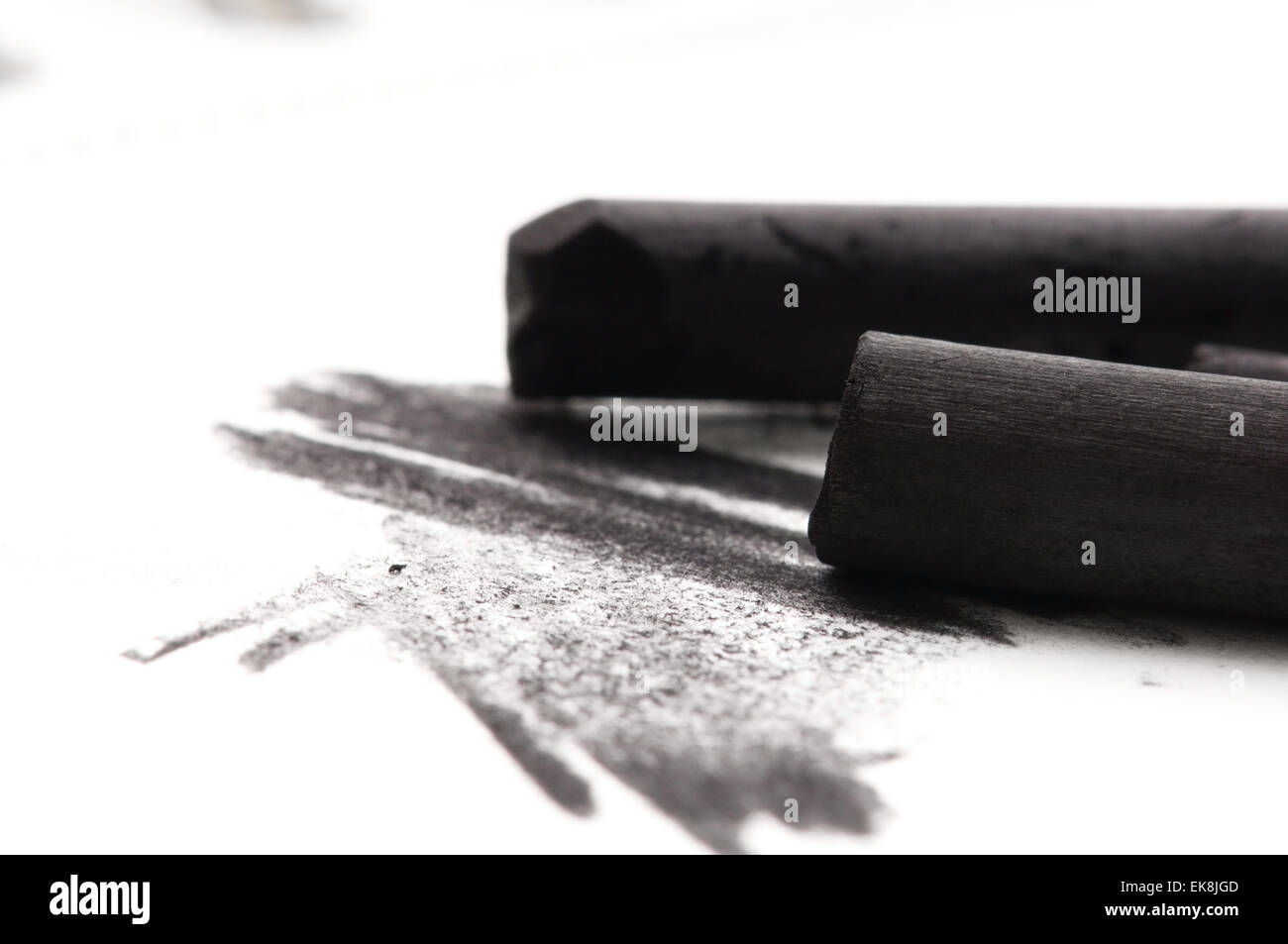 black charcoal with smudge Stock Photo