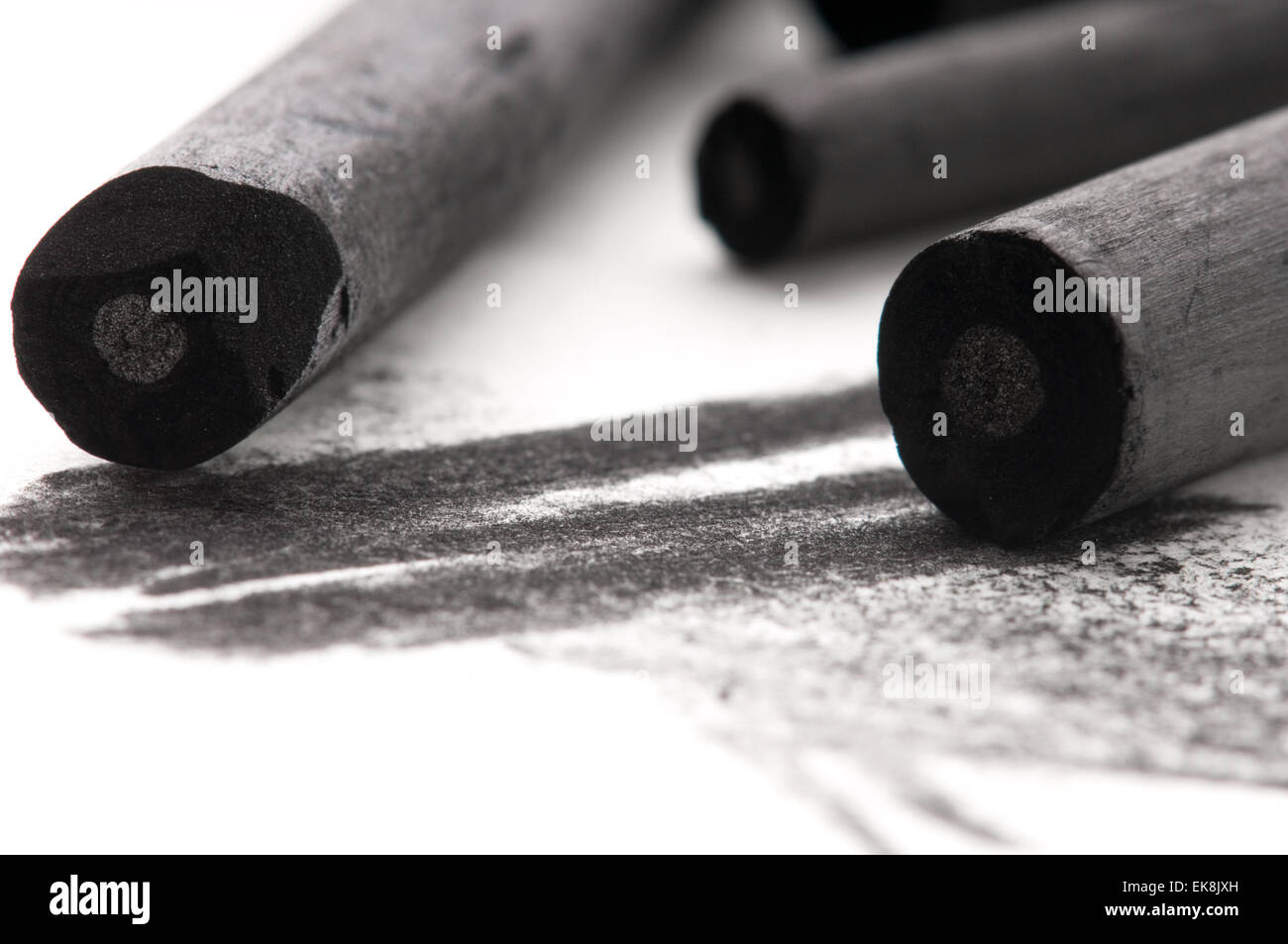 black charcoal with smudge Stock Photo