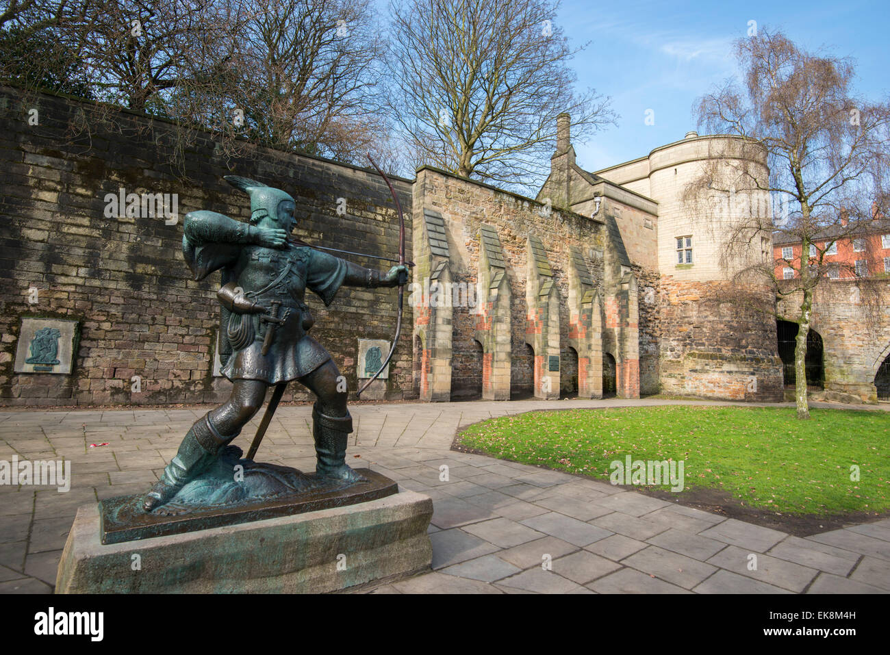 Robin Hood statue at Nottingham Castle, Nottinghamshire England UK Stock Photo