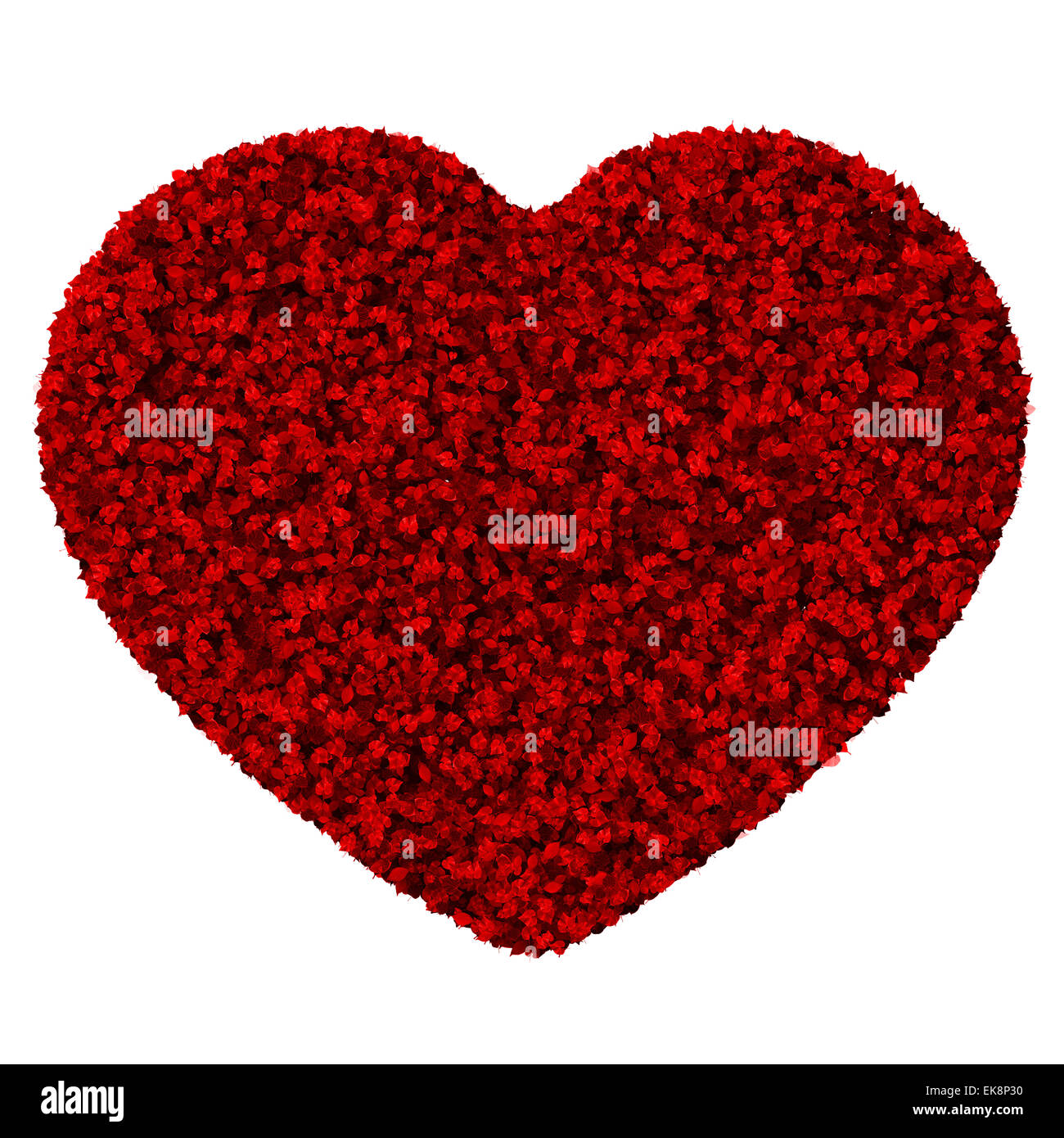 Heart made from green leaves isolated on white background. 3D render ...