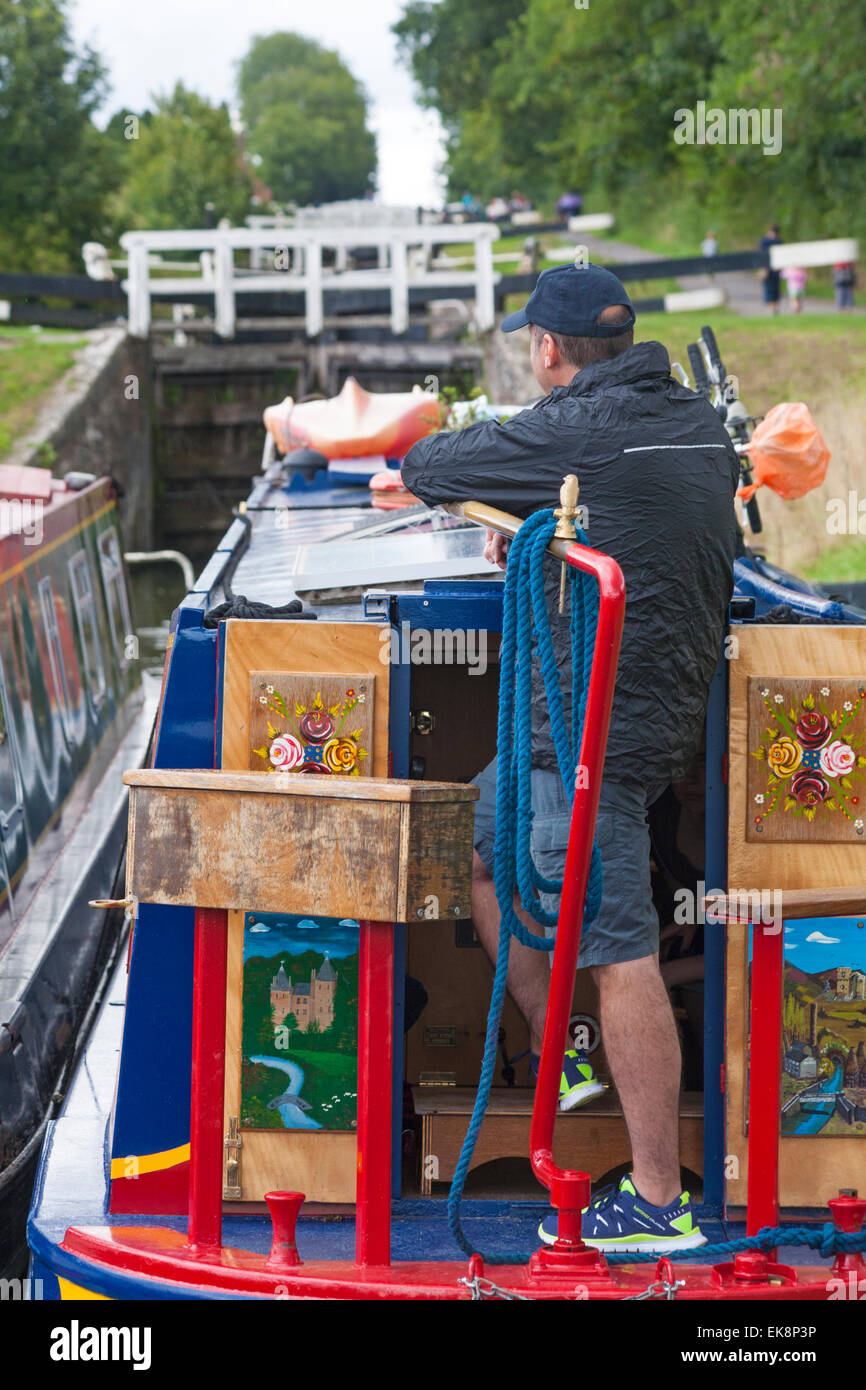 Narrow boats going through Caen Hill Locks on the and Avon Canal