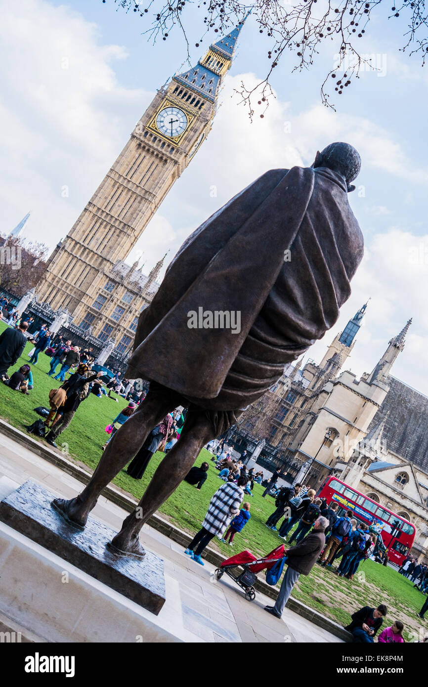 Mahatma Gandhi statue Parliament Square London Stock Photo Alamy