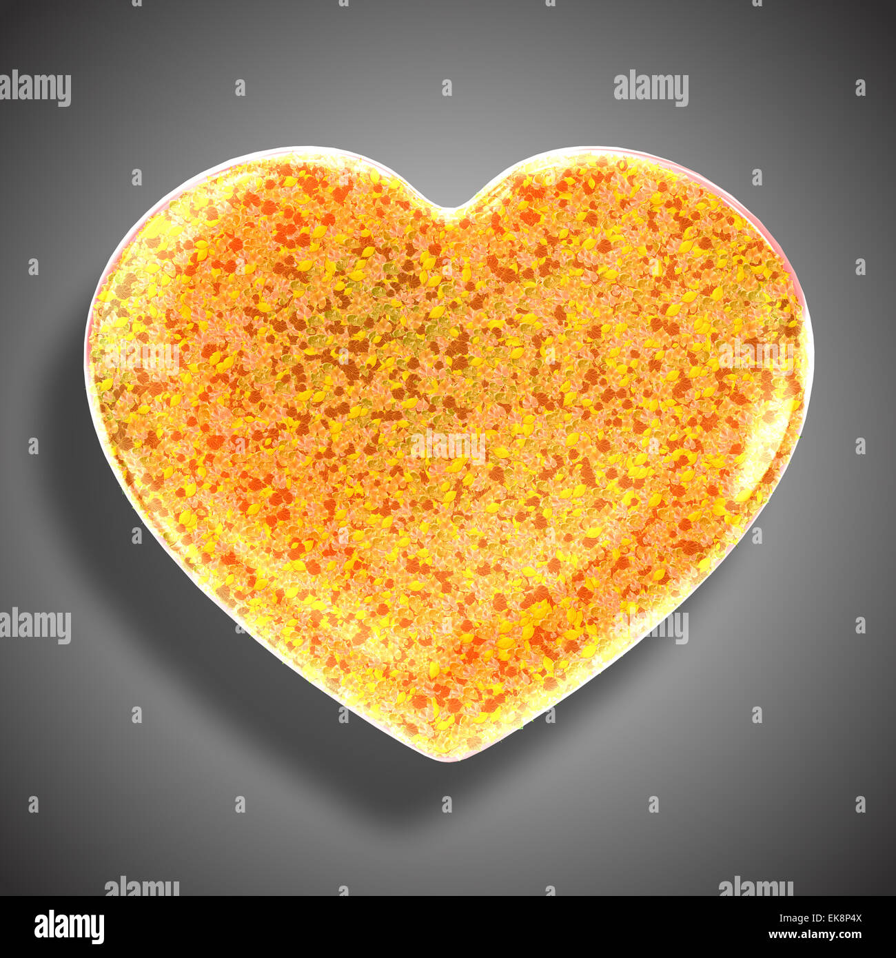 Heart made from green leaves isolated on white background. 3D render ...
