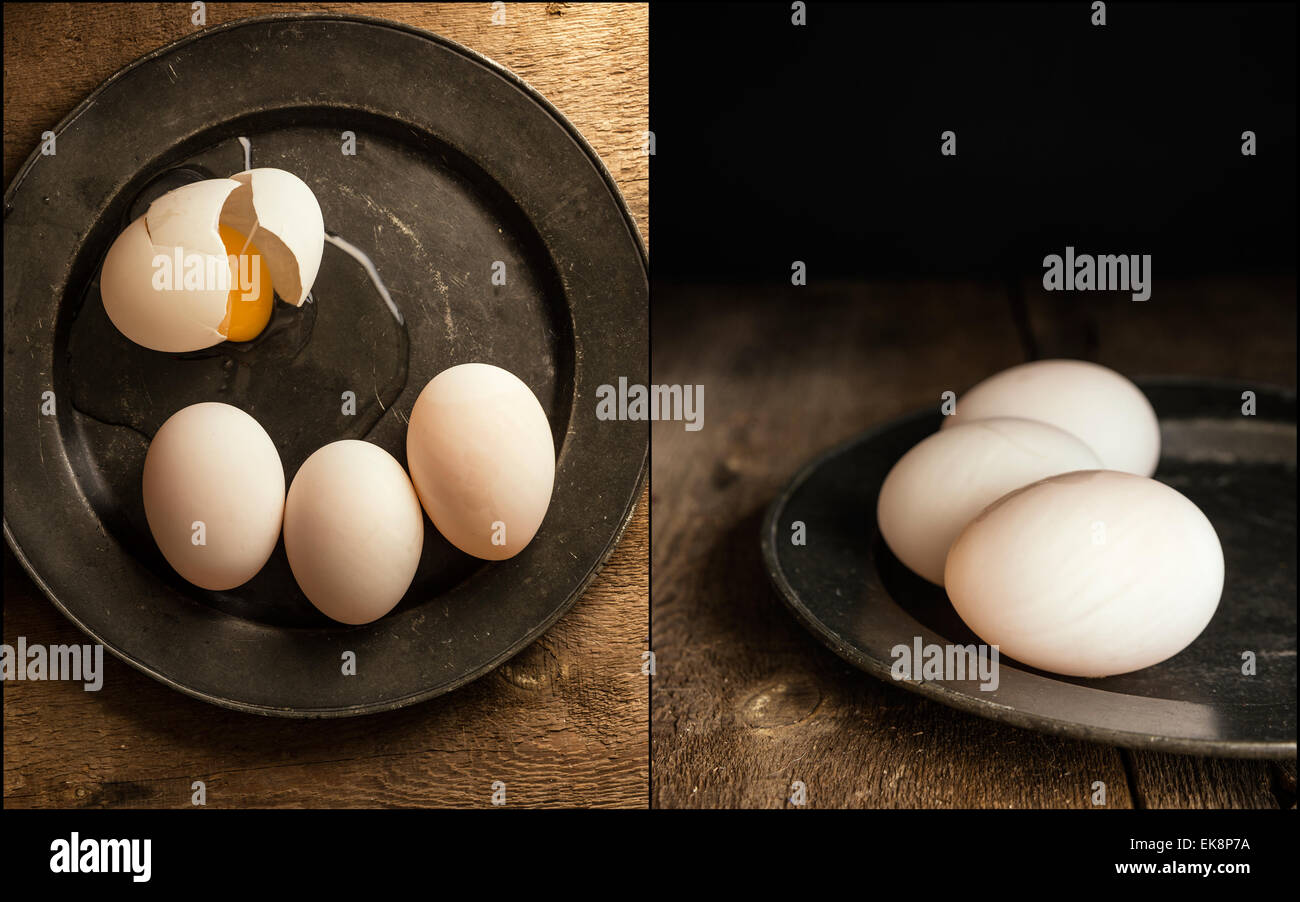 Compilation of vintage style moody creative lighting duck eggs Stock
