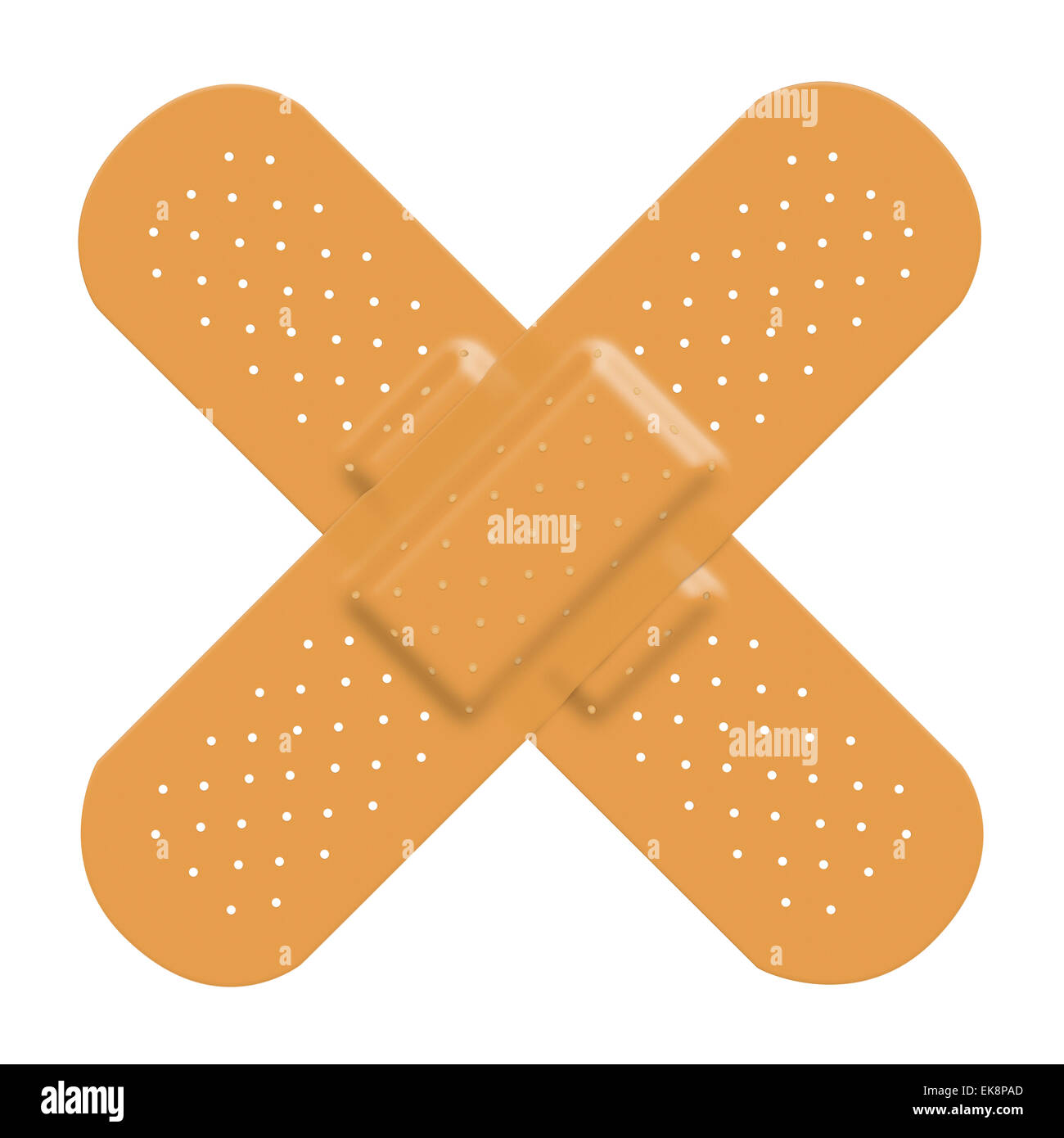 Adhesive bandage plaster cross to represent damage or pain and a