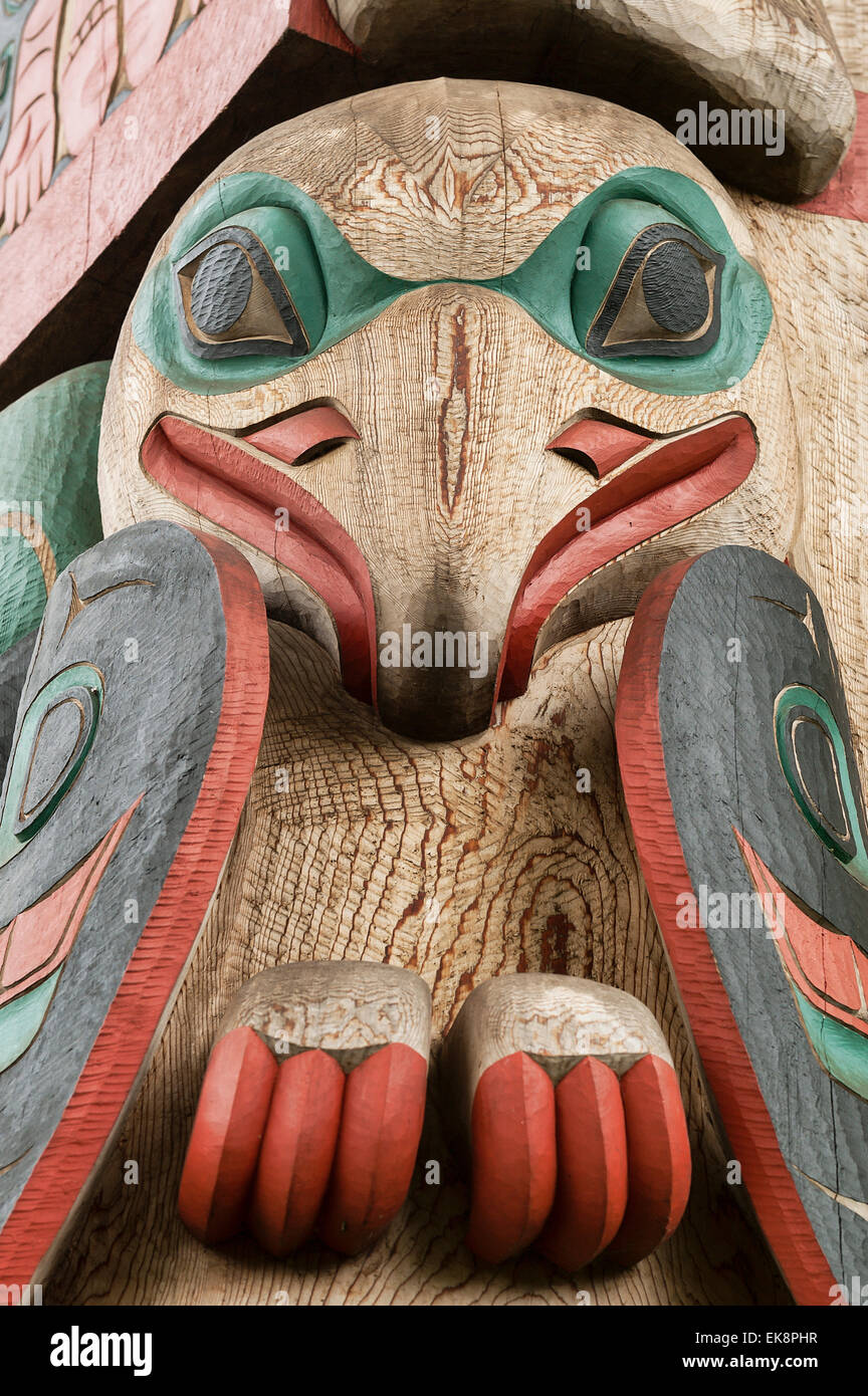 Totem pole detail, Alaska Native Heritage Center, Anchorage, Alaska