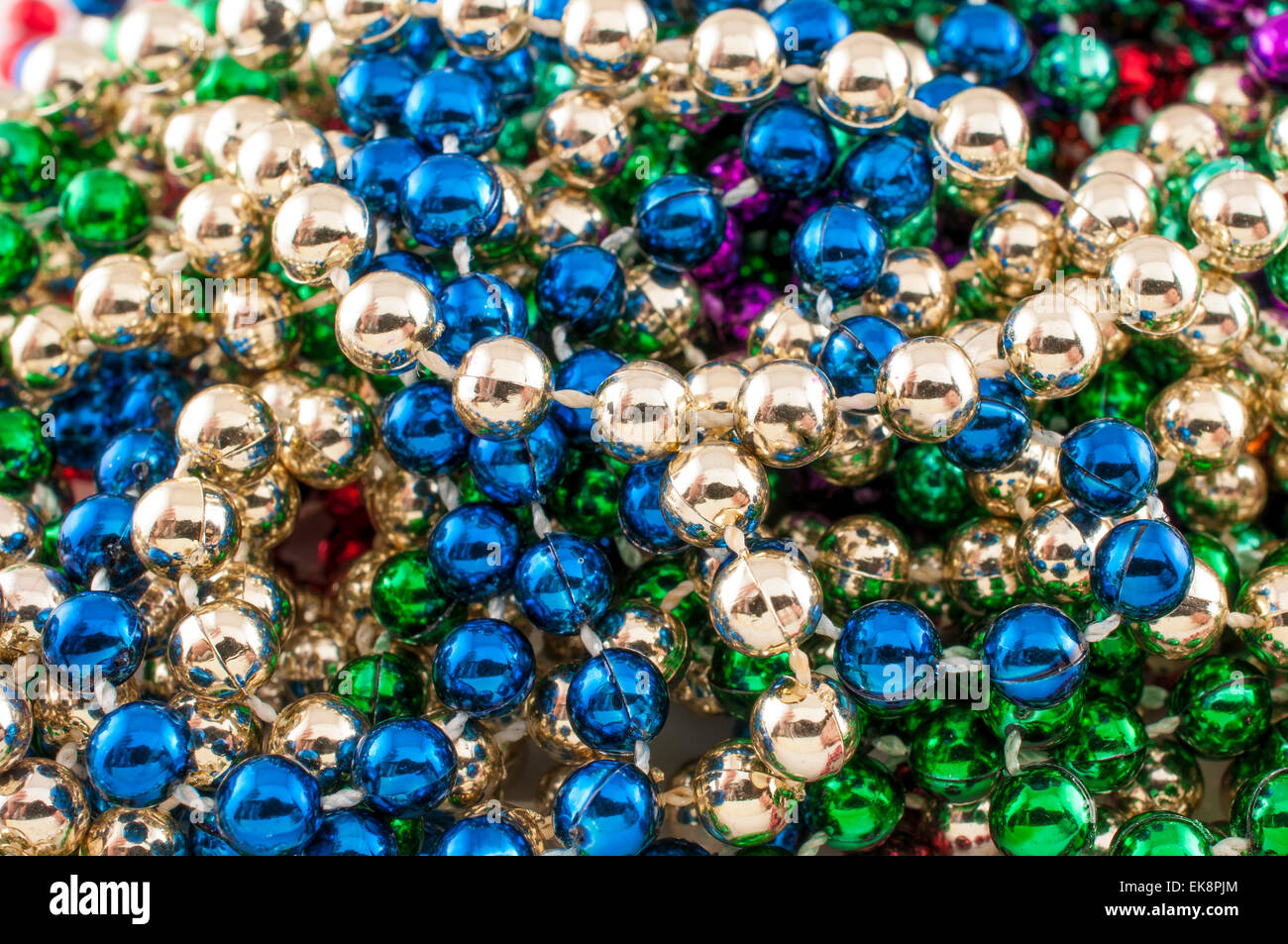 Mardi Gras Beads closeup Stock Photo Alamy