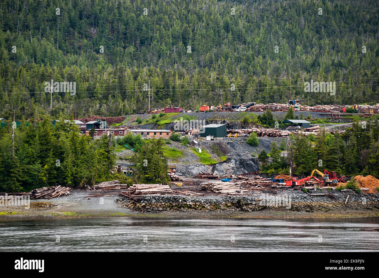 Logging camp site along the Inside Passage, Alaska, USA Stock Photo Alamy