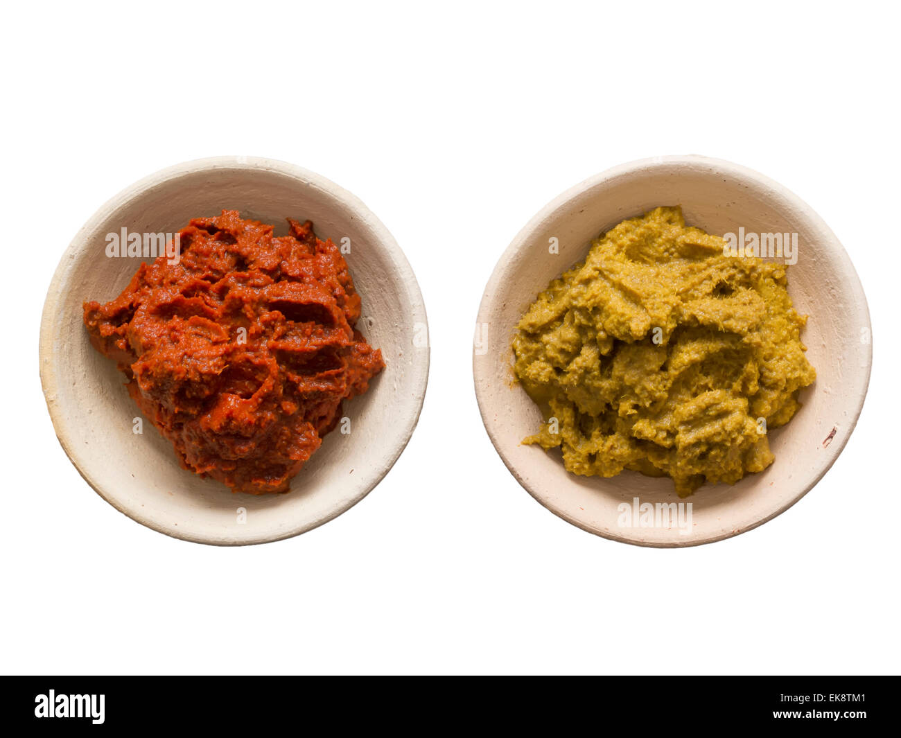 indian red and yellow curry paste Stock Photo