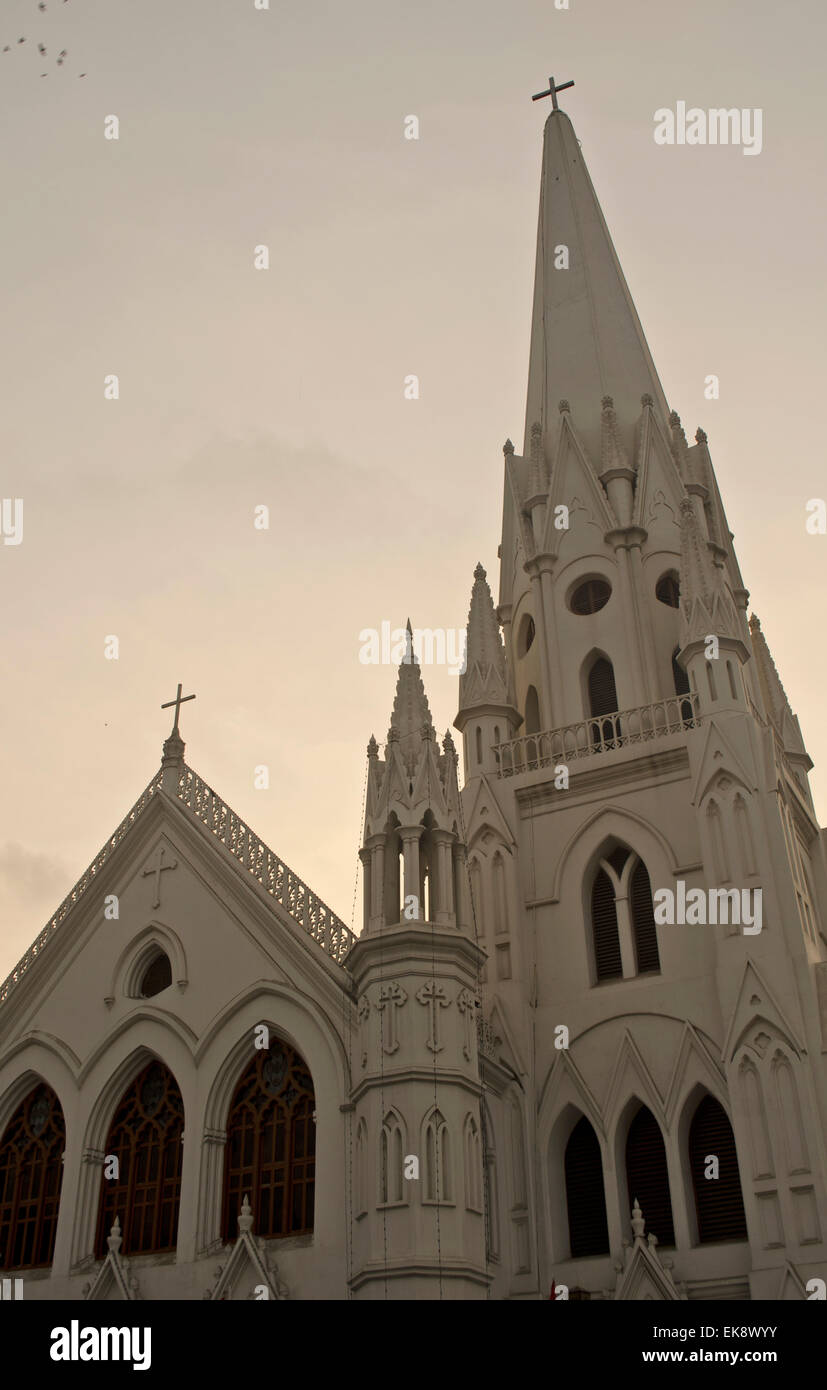 Front view of Santhome cathedral church in Chennai,Tamil Nadu,india Stock Photo