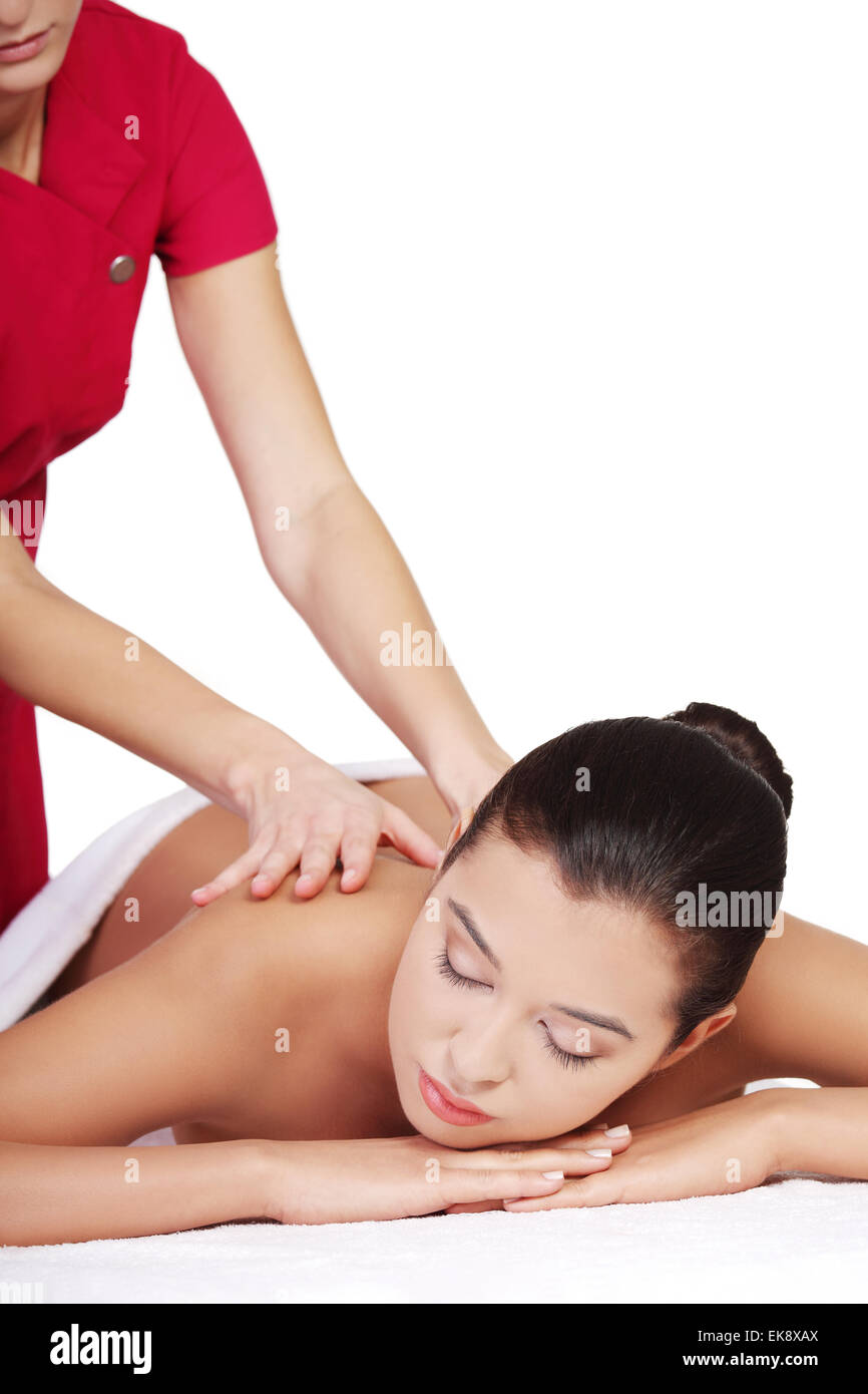 Pretty woman relaxing being massaged Stock Photo