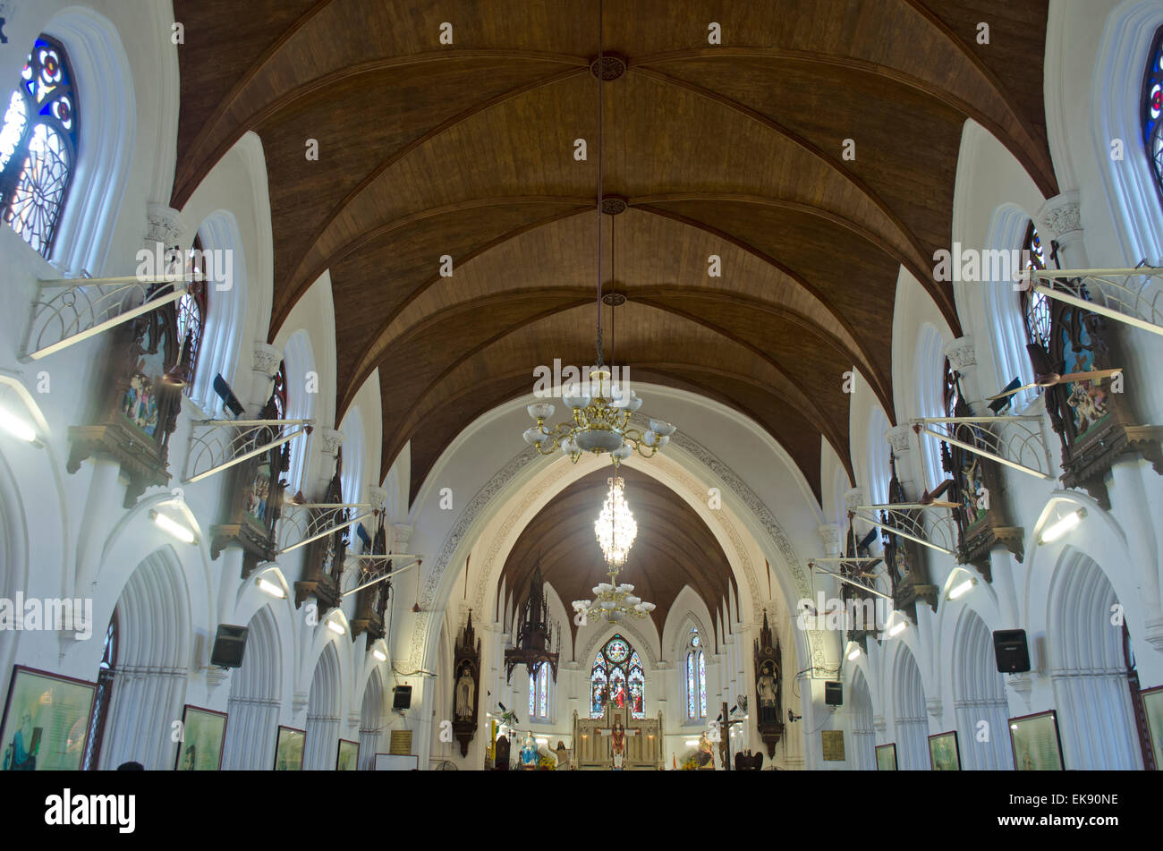 Interiors of Santhome cathedral Basilica church in Chennai,Tamil Nadu,India Stock Photo