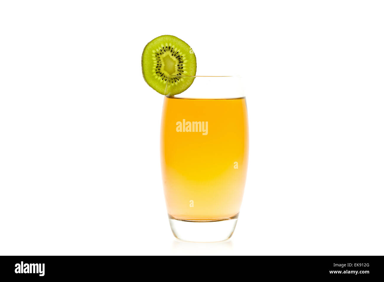 orange cocktail with a slice of kiwi isolated on white Stock Photo